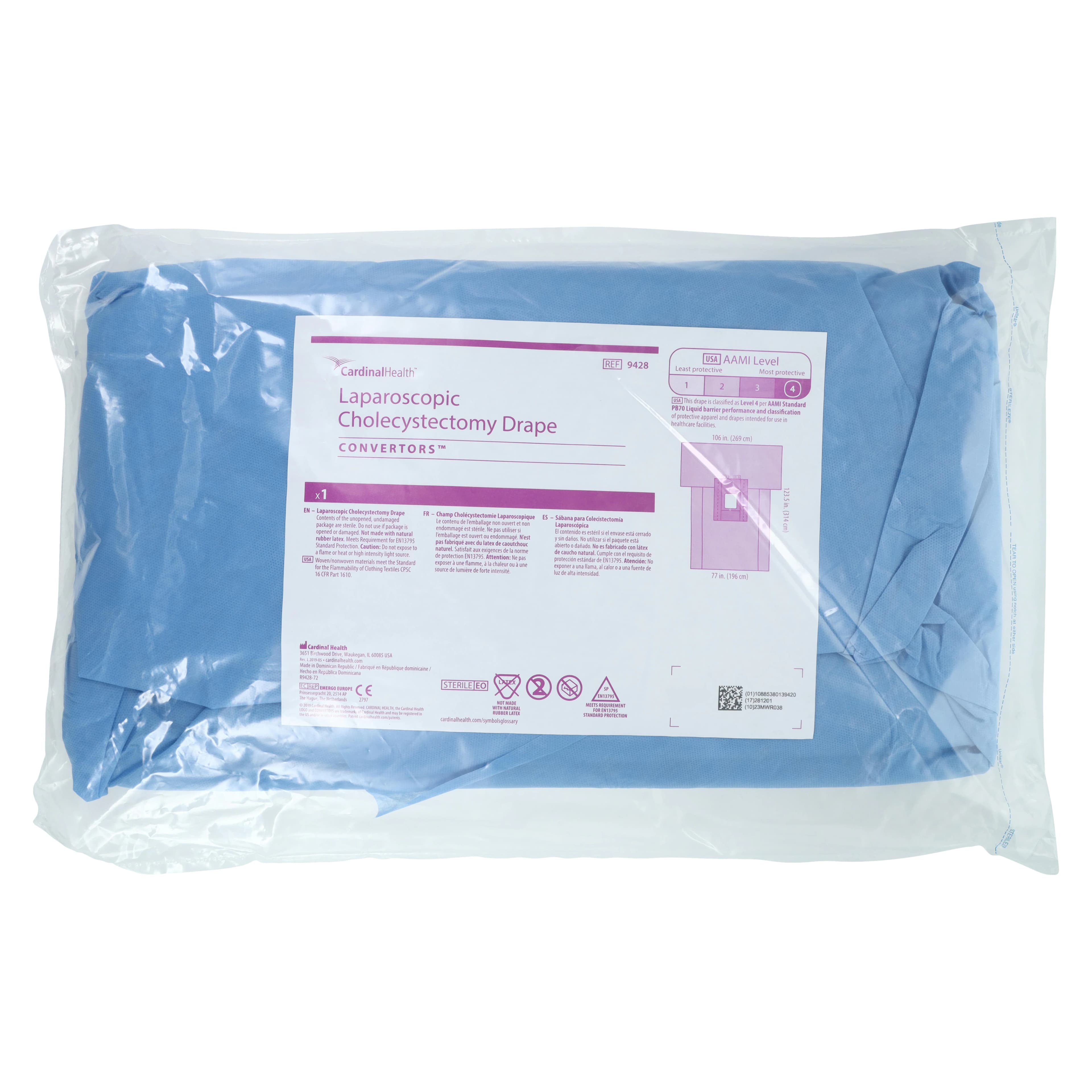 Convertors Tiburon Sterile Laparoscopy Drape, 100x123-1/2", Fenestrated 11x14", Cholecystectomy - Drape Laparoscopc Cholcysty St - Image 1