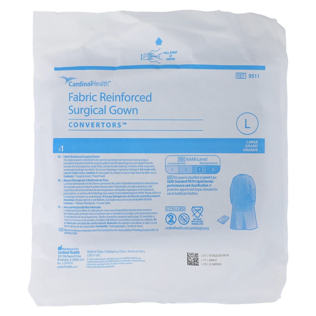 Astound Reinforced Surgical Gown, AAMI Level 3, Large, Set-In Sleeves, 20/Case thumbnail 6