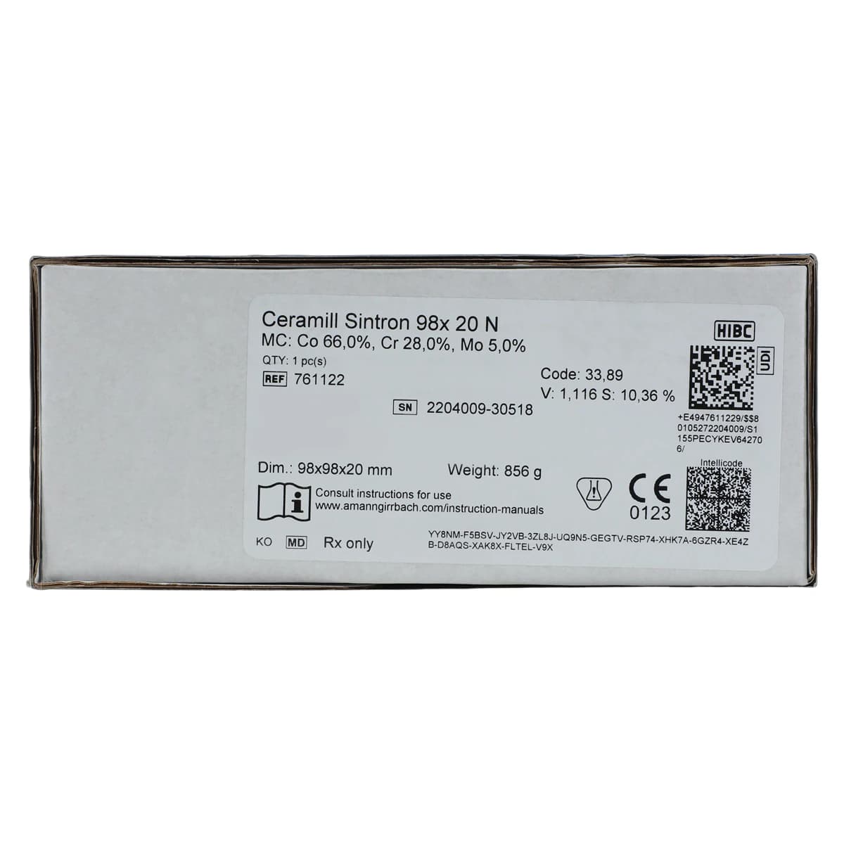 Ceramill Sintron 98x20 Metal Disc, Grey, Each thumbnail 6
