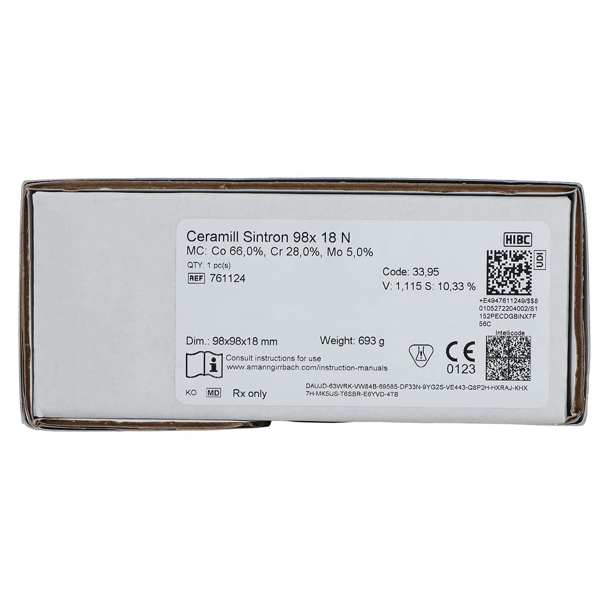 Ceramill Sintron 98x18 Metal Disc, Grey, Each - Ceramill Sintron 98x18 - Image 1