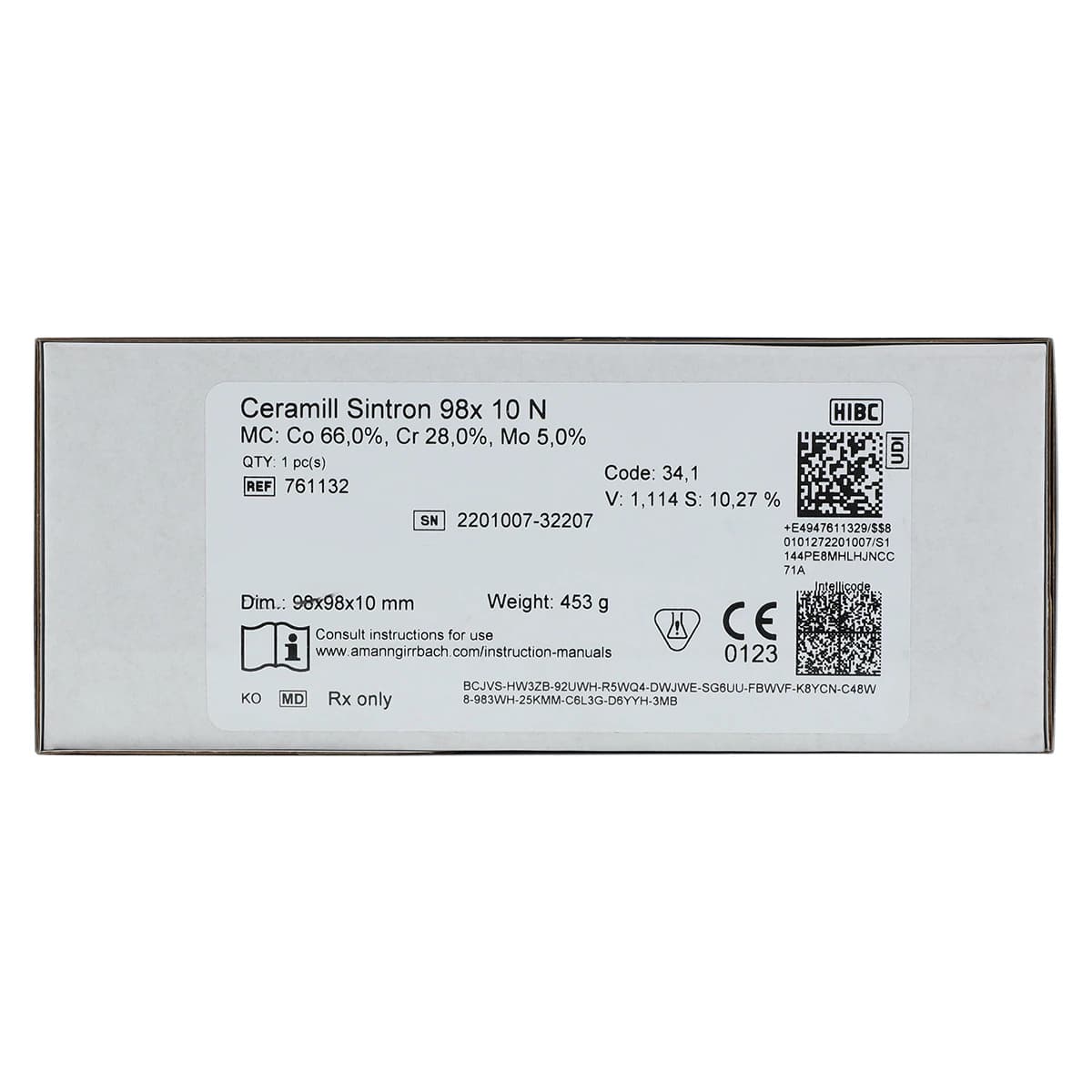 Ceramill Sintron Disc 98x10mm, CoCr Sintered Metal, Grey, Each thumbnail 2