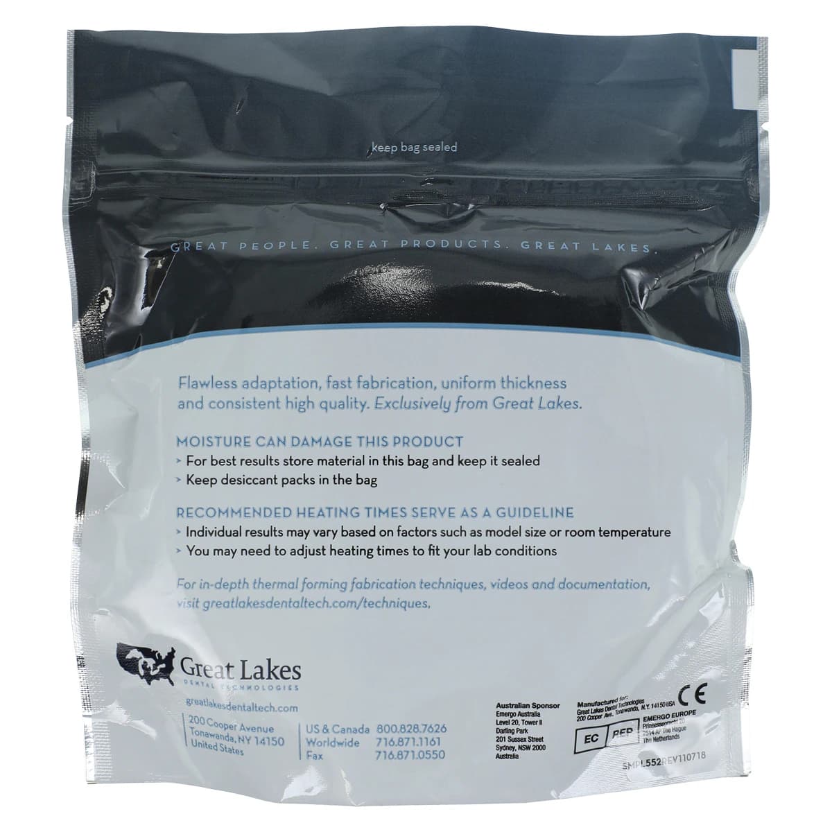 Great Lakes Splint Biocryl Clear Round Vacuum-Forming Sheets, 1.5mm (0.060") x 125mm, Pack of 15 thumbnail 2