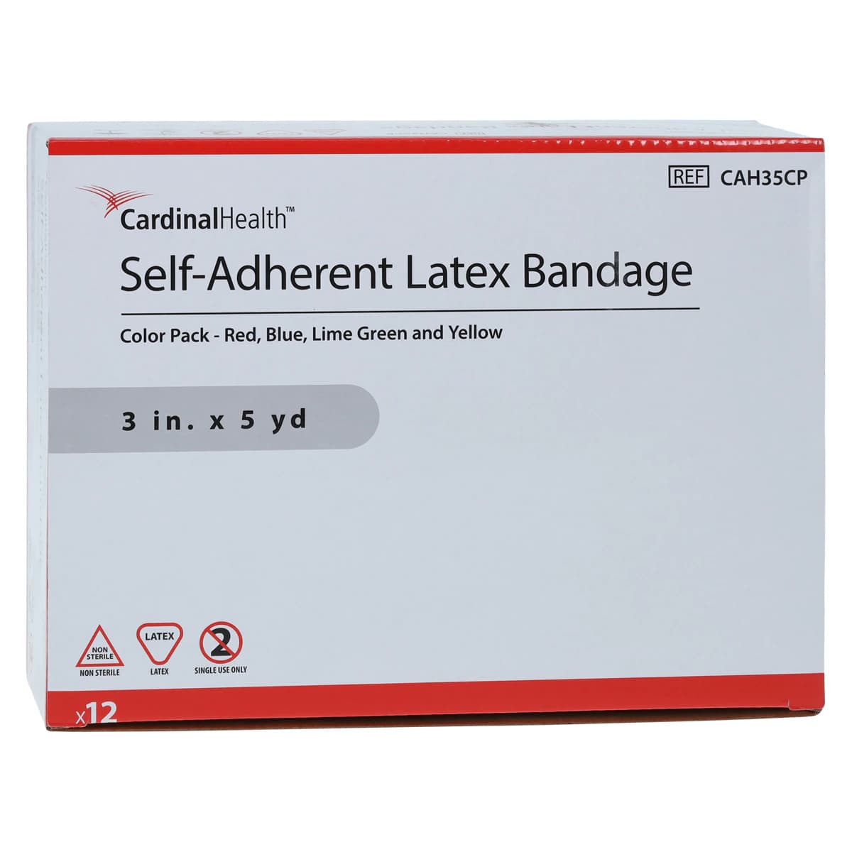 Cardinal Bandage Self-Adhesive Latex Non-Sterile Elastic 3"x5yd Colorpack, 12/Box thumbnail 2
