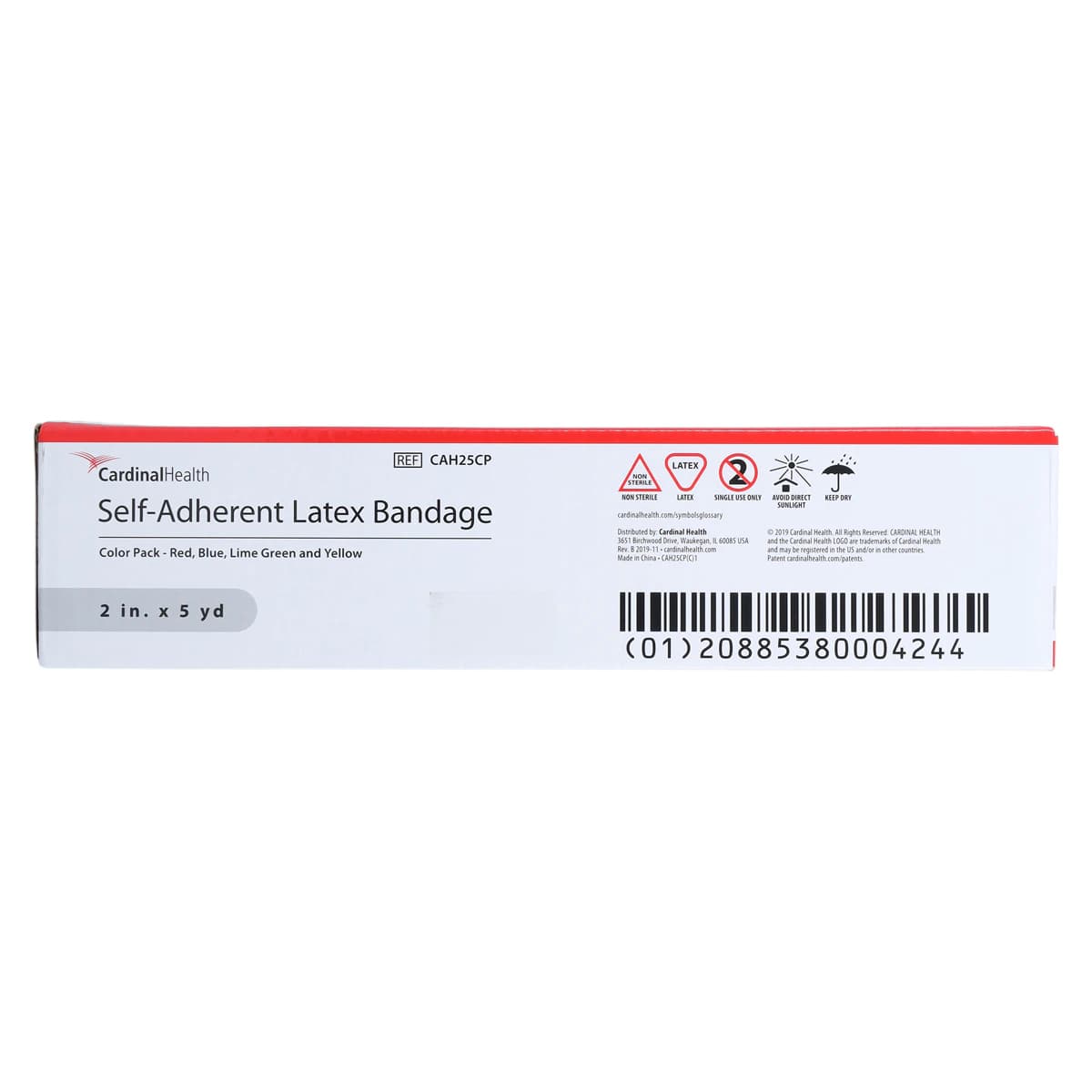Cardinal Bandage Self-Adhesive Latex Non-Sterile Elastic, 2" x 5yd, Assorted Colors, 12/Box thumbnail 5