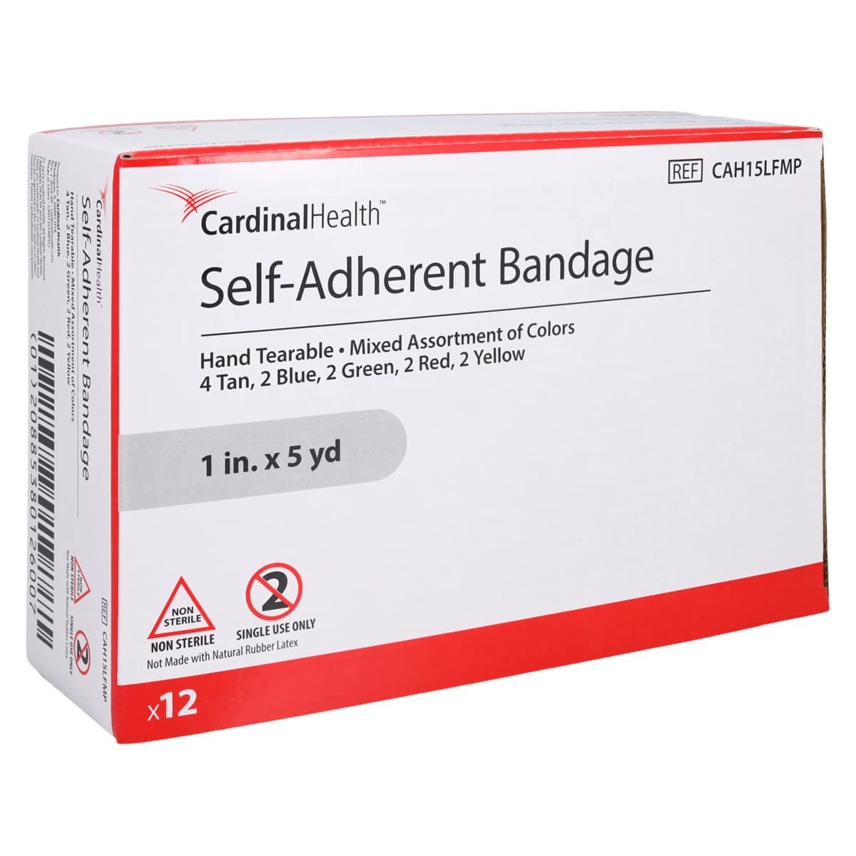 Cardinal Health Self-Adherent Bandage, Latex-Free, Non-Sterile, 1" x 5 yd, Assorted Colors, 12/Box - Bandage Self-Adh LF NS Asstd - Image 1