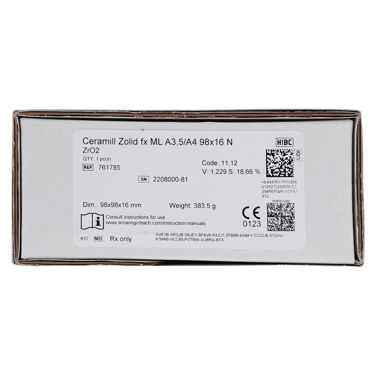 Ceramill Zolid FX Multilayer Stained Disc, 98x16mm, Shade A3.5/A4, Each thumbnail 5