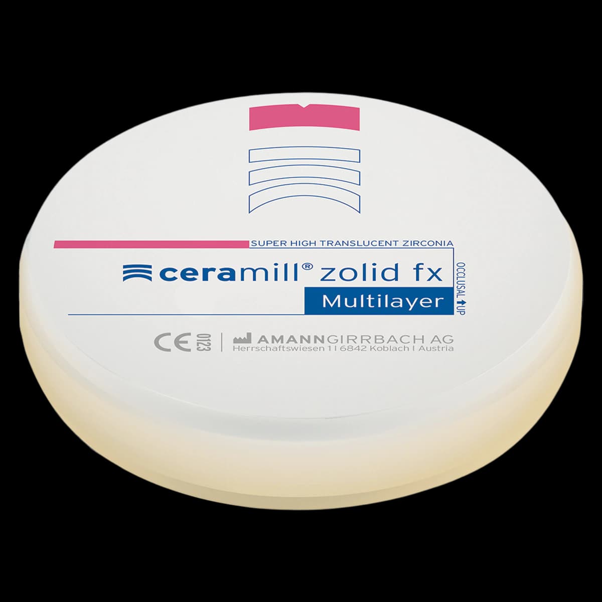 Ceramill Zolid FX Multilayer Stained Disc, 98x20mm, Shade B3/B4, Each - Ceramill Zolid FX Multilayer Stained Disc 98x20 F B3/B4 Each - Image 1