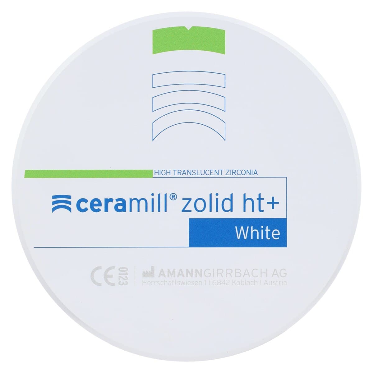 Ceramill Zolid HT+ White Zirconia Disc 98x25mm, 4y-TZP, Each thumbnail 3