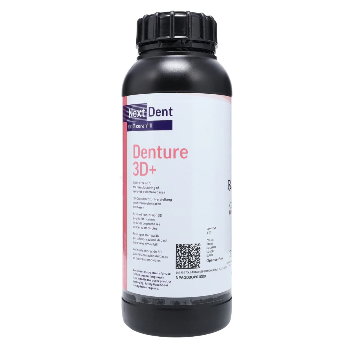 NextDent Denture 3D+ Print Material, Opaque Pink, 1000gm thumbnail 3