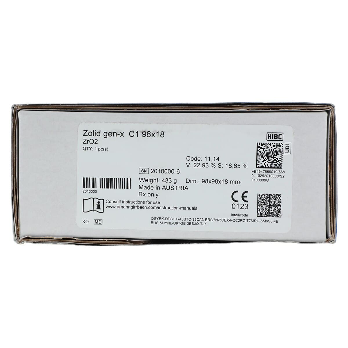 Zolid Gen-X Zirconia Disc C1, 98x20mm, Each thumbnail 6