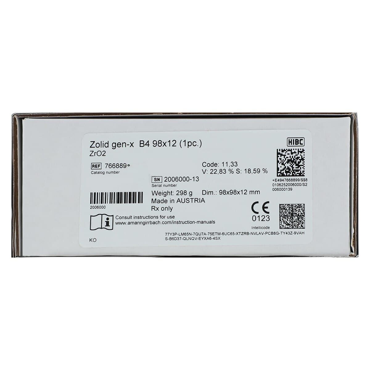 Zolid Gen-X B4 Zirconia Disc, 98x12mm, Each thumbnail 2