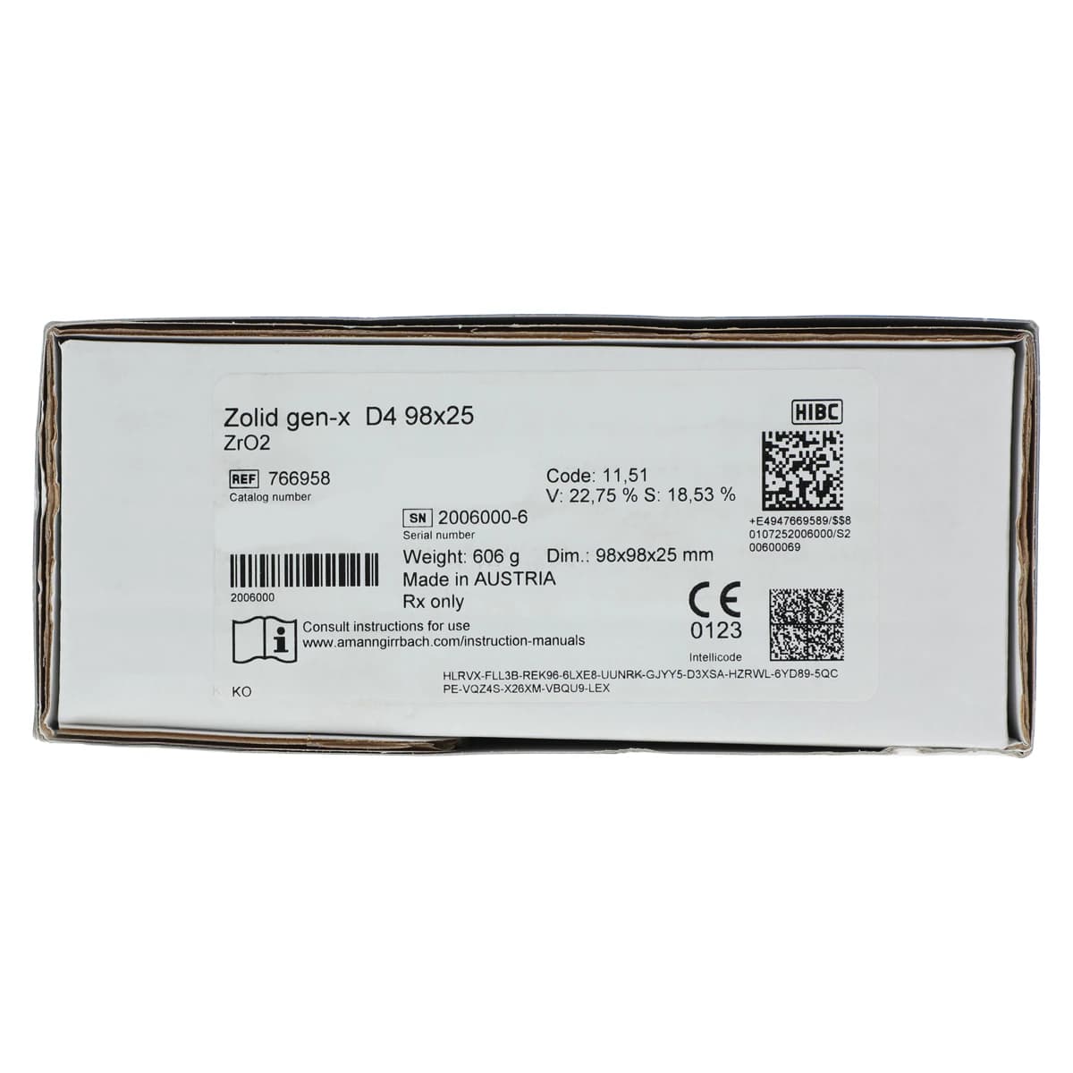 Zolid Gen-X D4 Zirconia Disc, 98x25mm, Each thumbnail 2