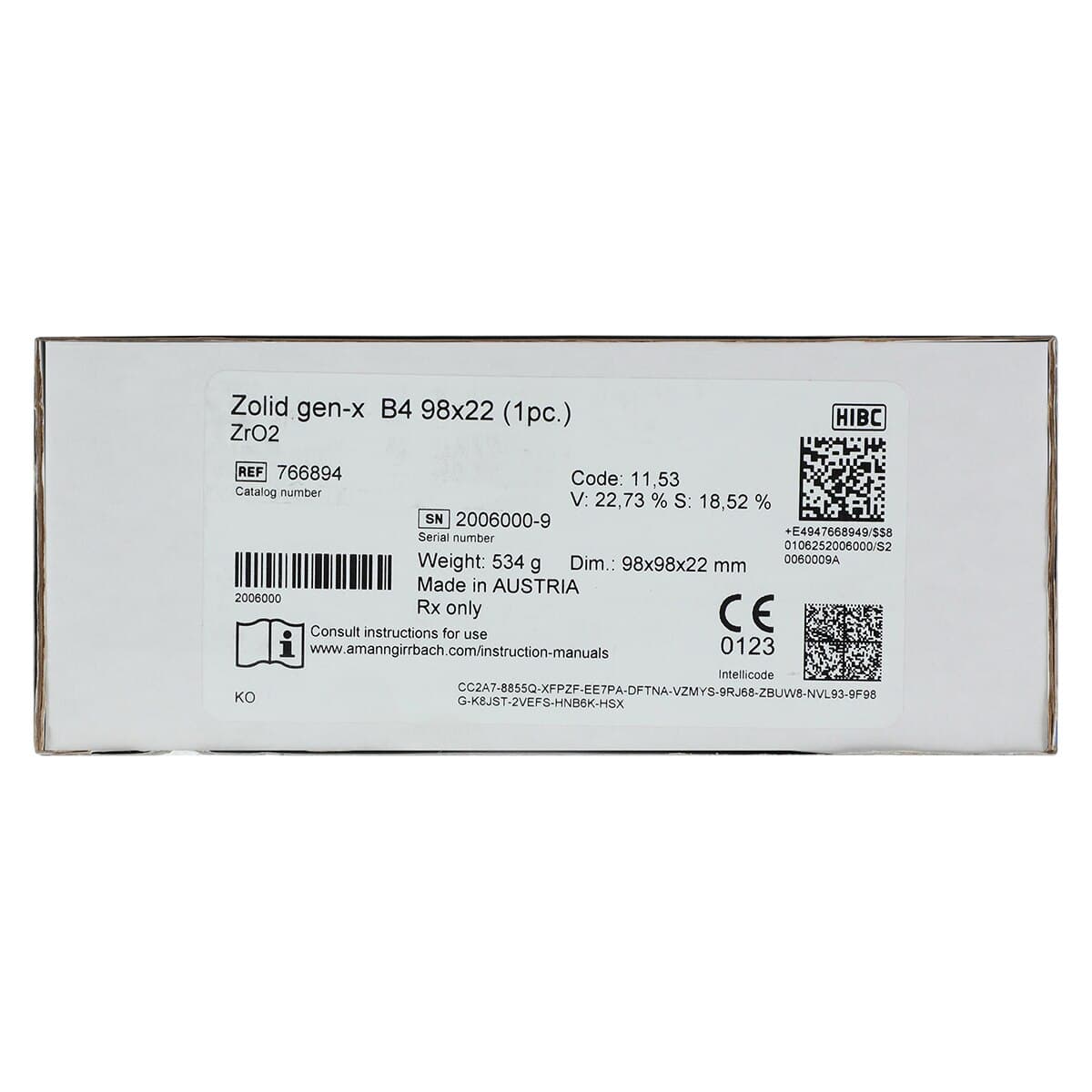 Zolid Gen-X B4 Zirconia Disc, 98x22mm, Each thumbnail 2