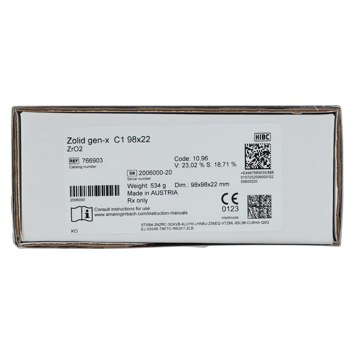 Zolid Gen-X C1 Zirconia Disc, 98x22mm, Each thumbnail 2