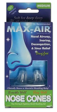 Max-Air Nose Cones Clear, Anti-Snoring Airway Relief, Medium, 2/Package - Max-Air Nose Cones Clear - Image 1