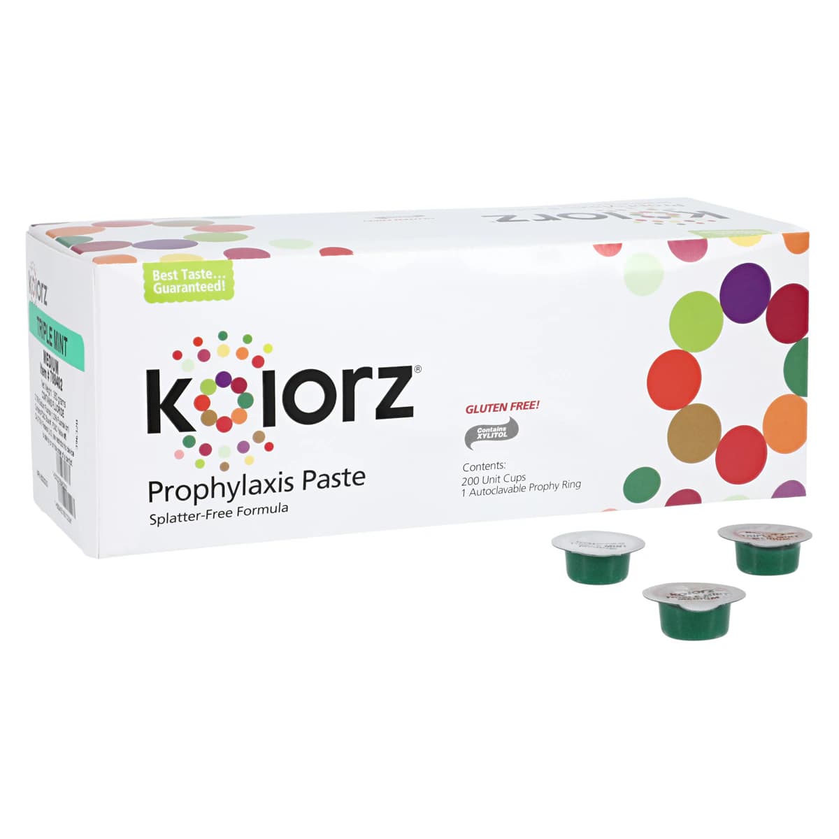 Kolorz Prophy Paste, Medium Grit, Triple Mint, Unit-Dose Cups, 200/Box, 788402 thumbnail 2