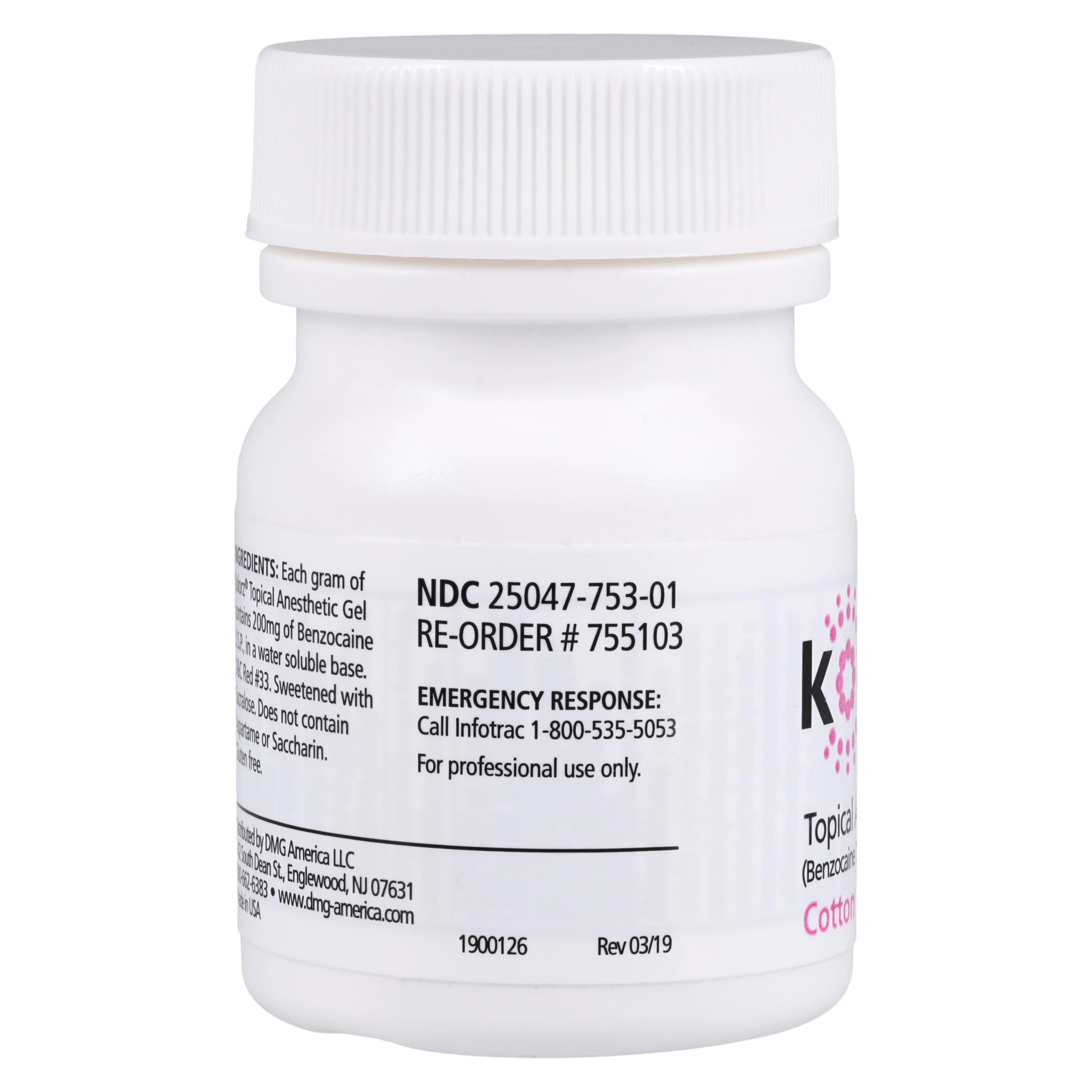 Kolorz Topical Anesthetic Gel, 20% Benzocaine, Cotton Candy, 1 oz Jar, 755103 thumbnail 2