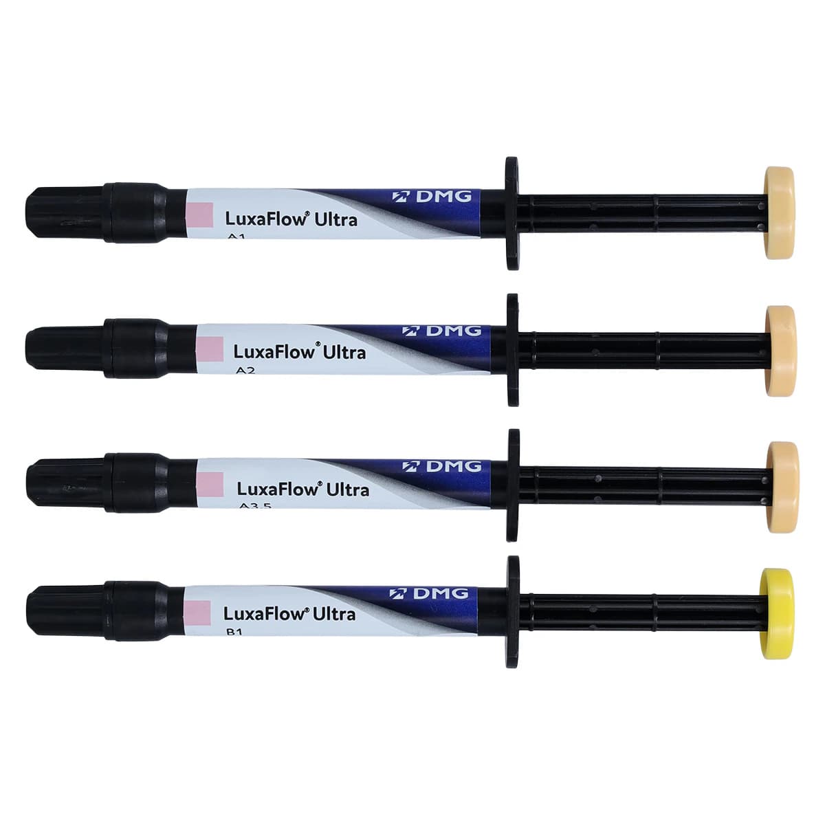 LuxaFlow Ultra Intro Kit, Flowable Light-Cure Provisional Add-On Resin, 4 x 1.5 g Syringes (A1, A2, A3.5, B1) + 20 Tips, 224000 thumbnail 3