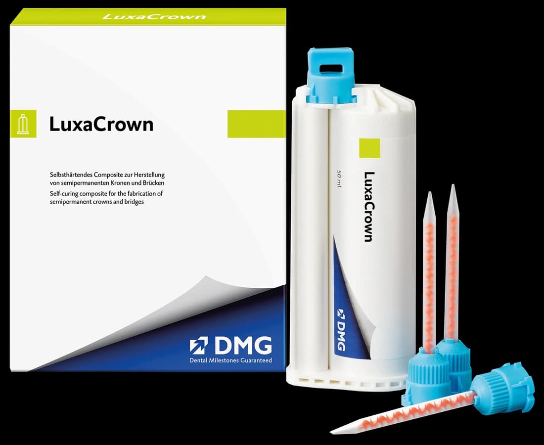 LuxaCrown Self-Curing Provisional Crown & Bridge Composite, Shade A3.5, 50 mL Cartridge with 15 Automix Tips, Ref 120973 - LuxaCrown Shade A3.5 - Image 1