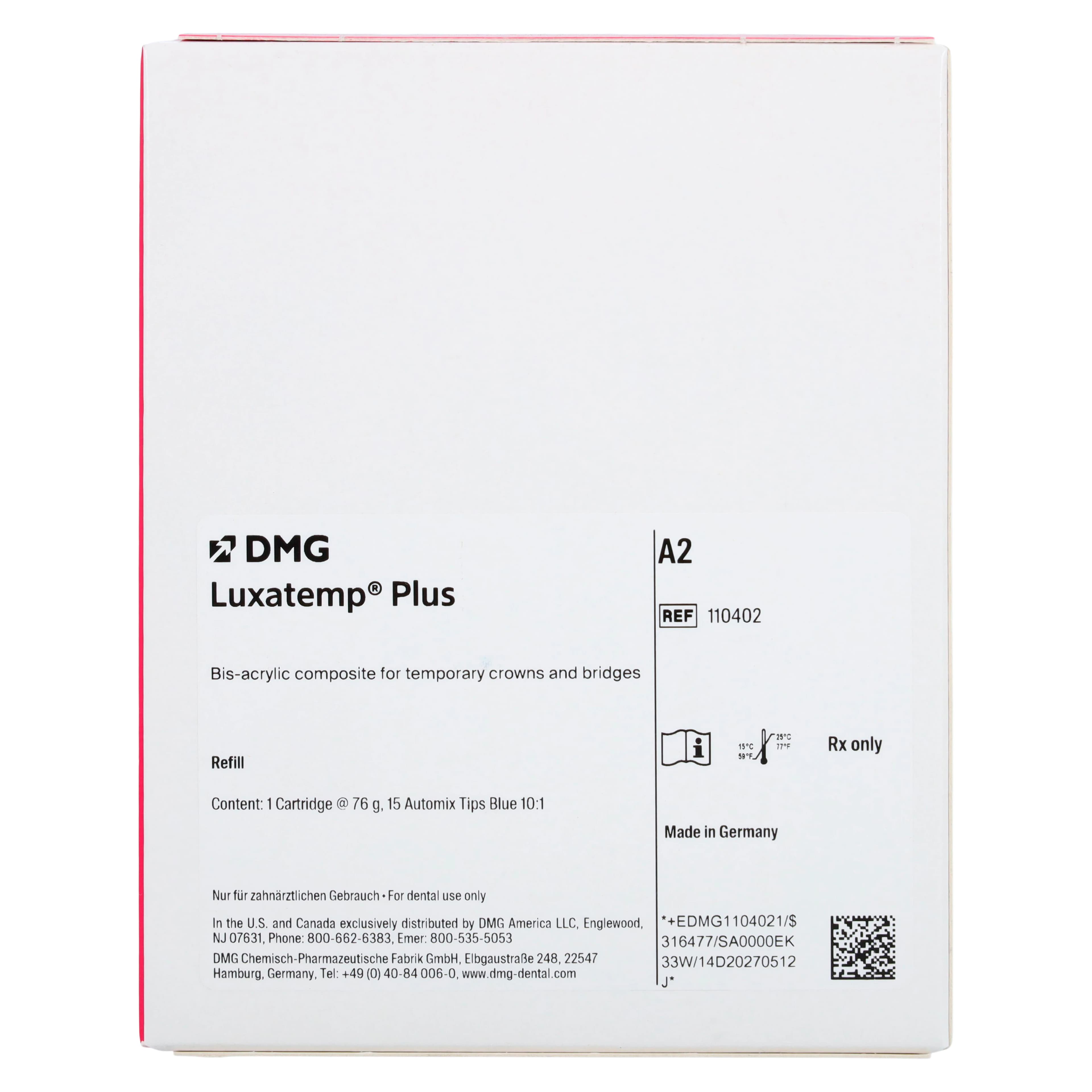 Luxatemp Automix Plus Temporary Crown & Bridge Material, Cartridge Refill, Shade A2, 76 g, 1 Cartridge + 15 Tips, 110402 thumbnail 6