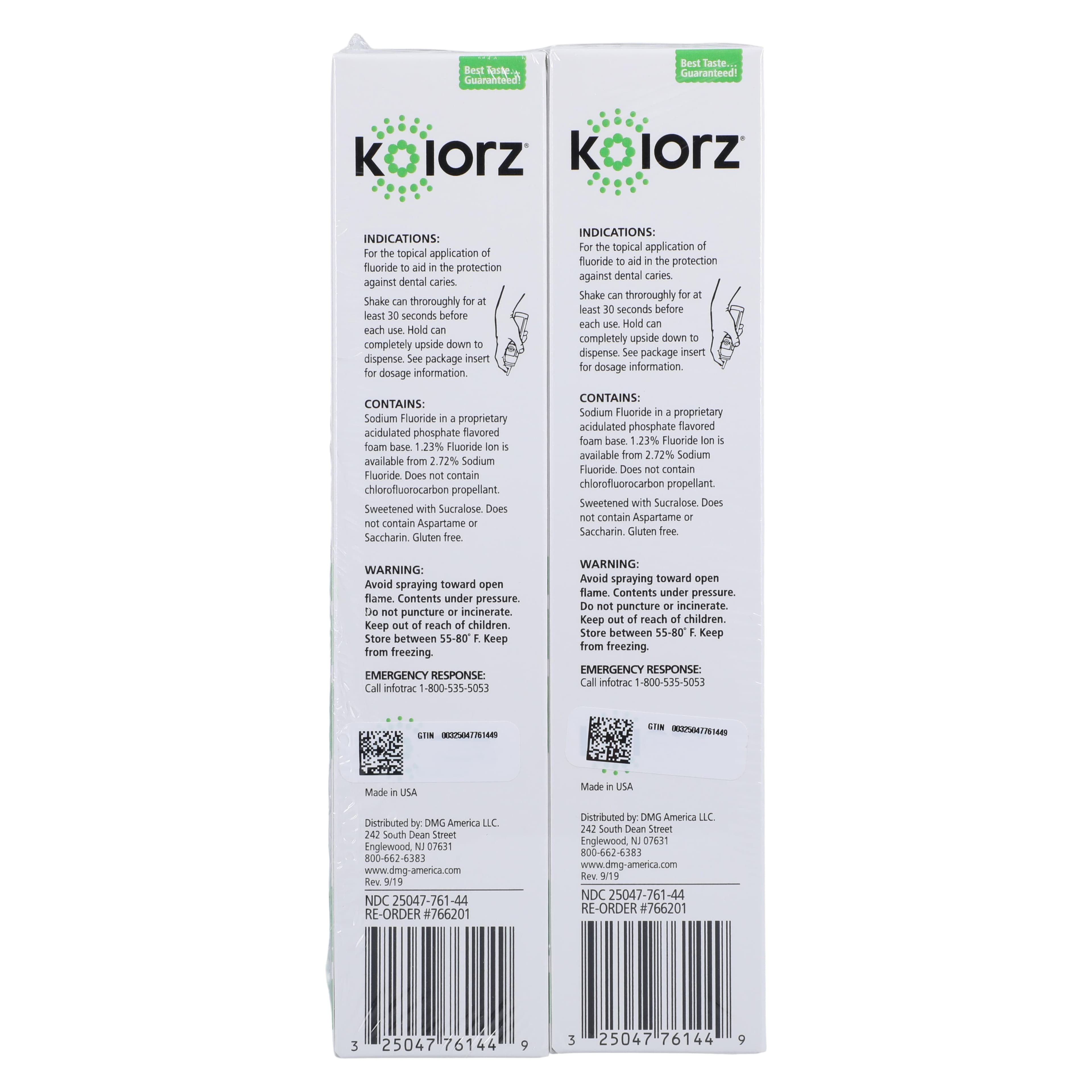 Kolorz Sixty Second Fluoride Foam, 1.23% APF, Triple Mint, 4.4 oz, 2/Pk thumbnail 2