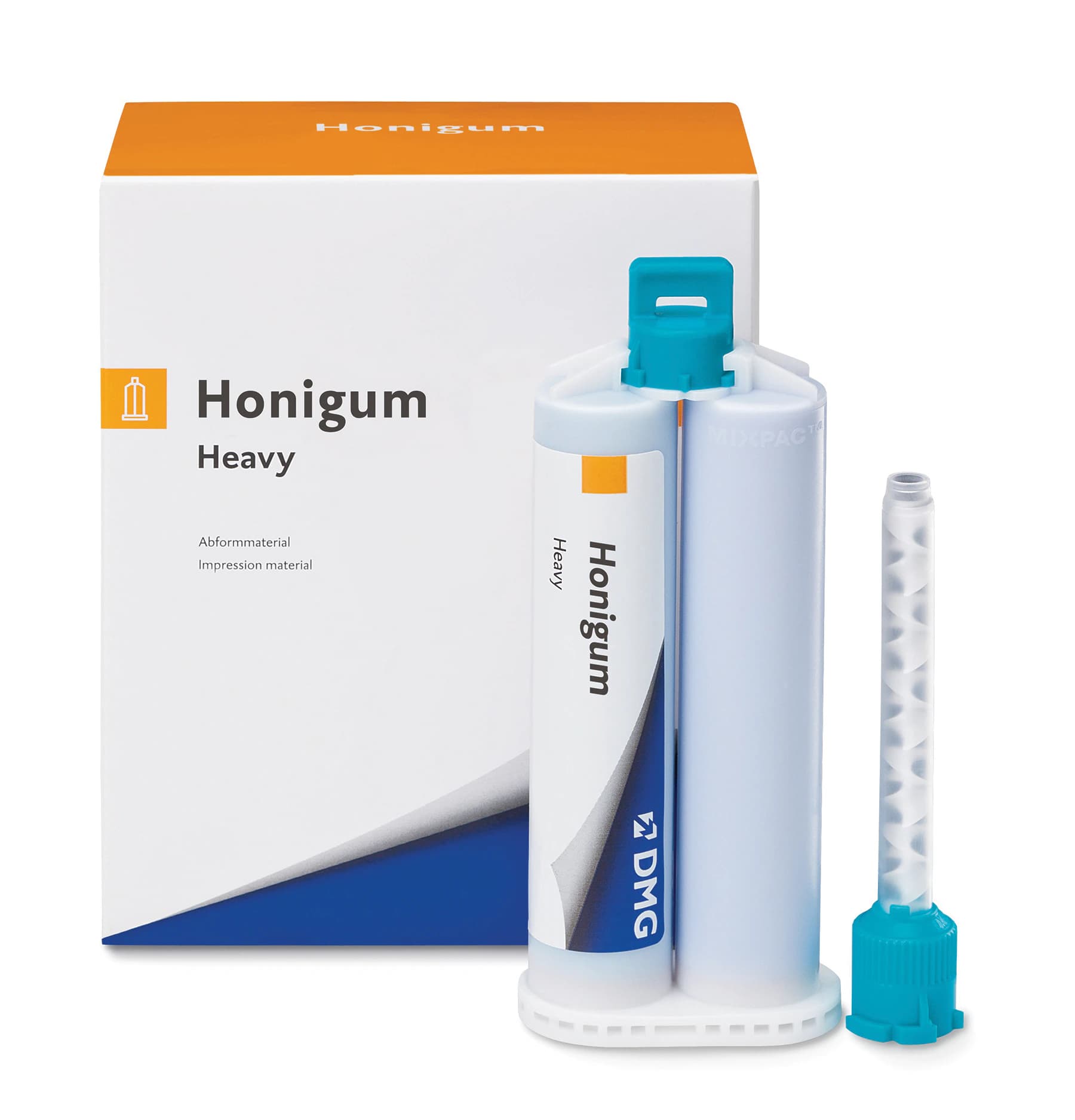 Honigum Automix Heavy Body VPS Impression Material, Regular Set, 4 x 50 ml Cartridges with 12 Automix Tips, Blue, 999766 - HONIGUM AUTO MIX HEAVY 50ML PK4 W/ 12 TIPS - Image 1