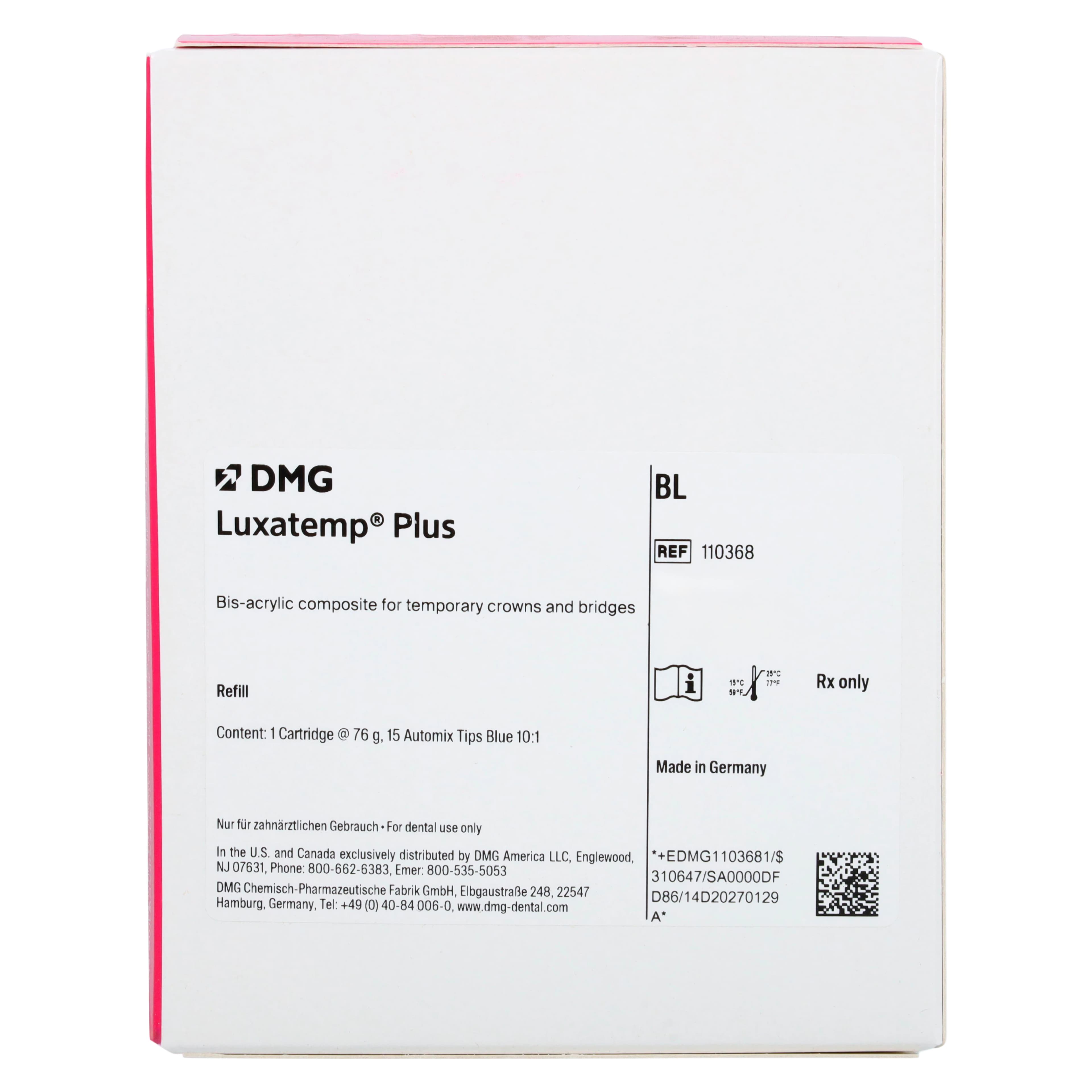 Luxatemp Automix Plus Temporary Crown & Bridge Material, Cartridge Refill, 76 g, Bleach Light, 1/Pk, 110368 thumbnail 6
