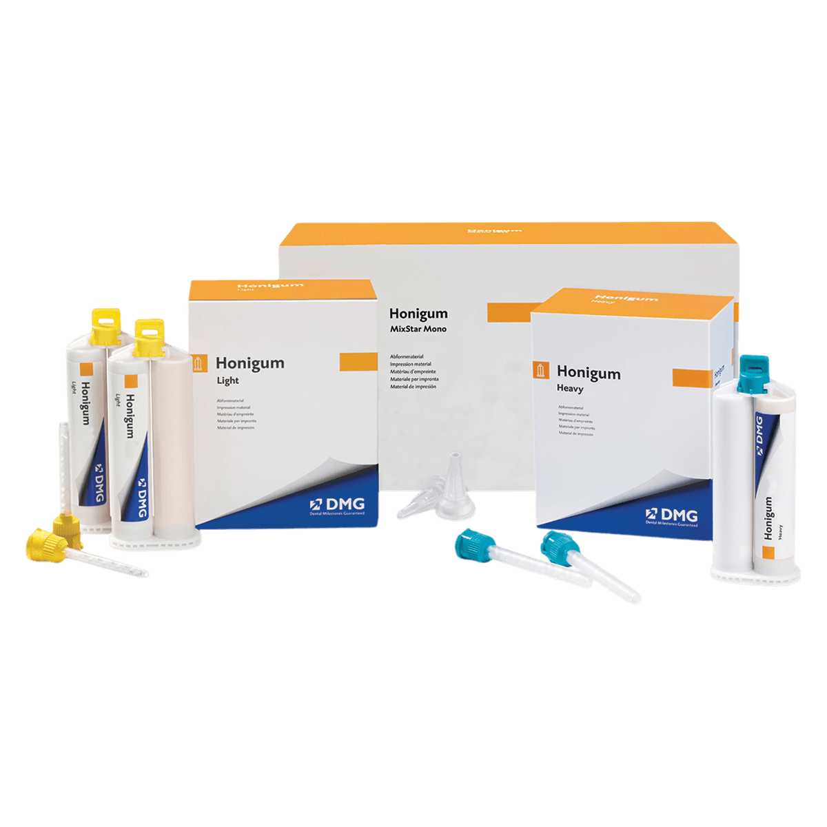 Honigum Light Body Automix Impression Material, 25 ml Cartridges, 4/Pkg, Yellow, 999539 - Honigum LIGHT Body Impression Material 4 - 25 ml Cartridges & Tips - Image 1