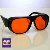 Kentek Laser Eyewear KTP 532 Orange Safety Glasses, Large, Black Frame, Reusable with Case and Cleaning Cloth - Laser Eyewear KTP 532 Orange - Image 1