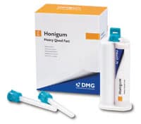Honigum Automix VPS Impression Material, Heavy Body, Quad Fast Set, 50 ml Cartridges, Honey/Teal, 4/Pk, 999838 - Honigum Automix VPS Impression Material, Cartridge Pack, Heavy Body, Quad Fast Set, 50 ml, Honey, 4/Pk, 999838 - Image 1