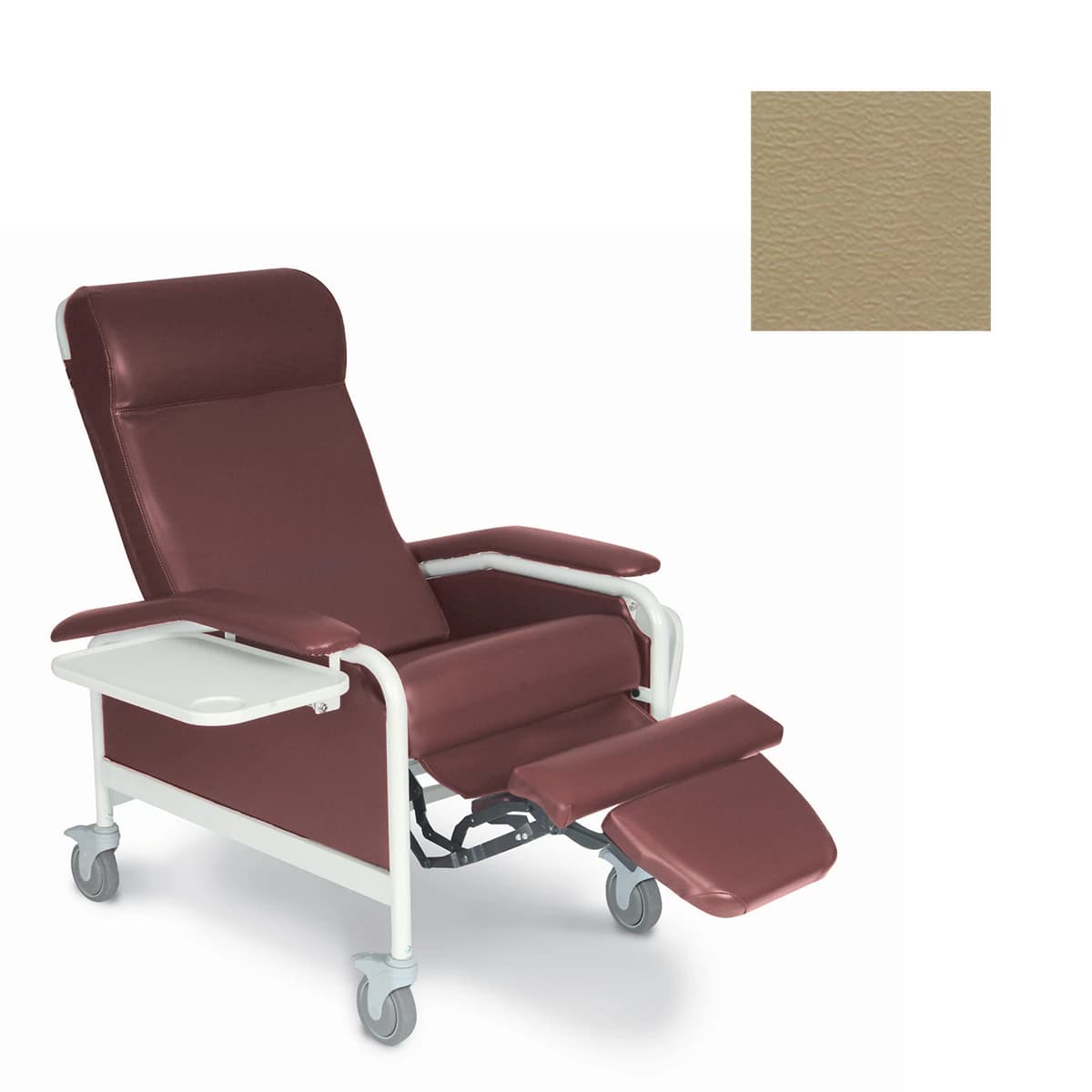 Winco CareCliner Clinical Recliner, Standard Nylon, Vinyl Upholstery, Taupe, 275 lb Capacity - Care Cliner Standard Nylon - Image 1