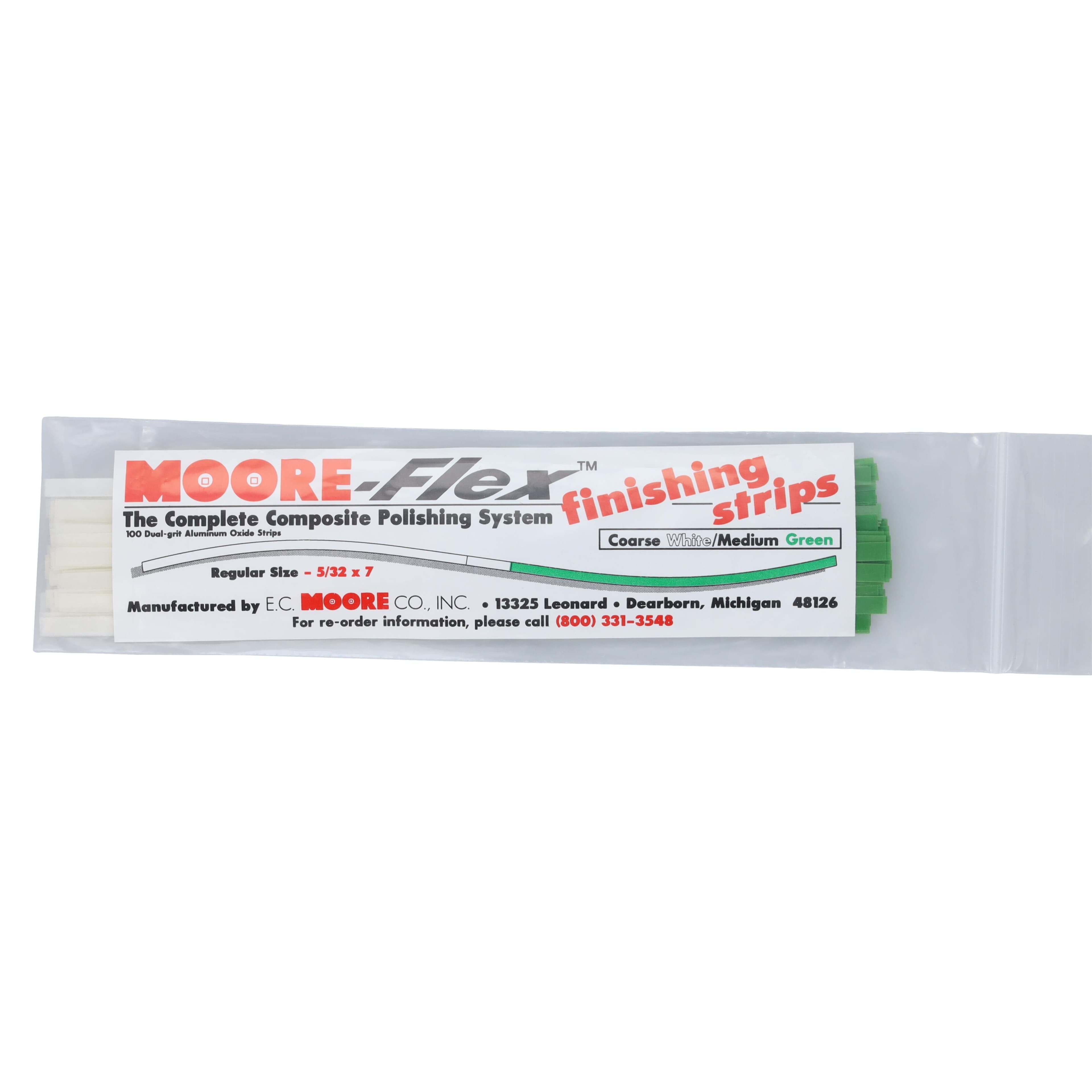 E.C. Moore Moore-Flex Dual Grit Finishing Strips, Regular, Coarse/Medium, 7" x 5/32", 100/Box, FS-GMO-RF thumbnail 3