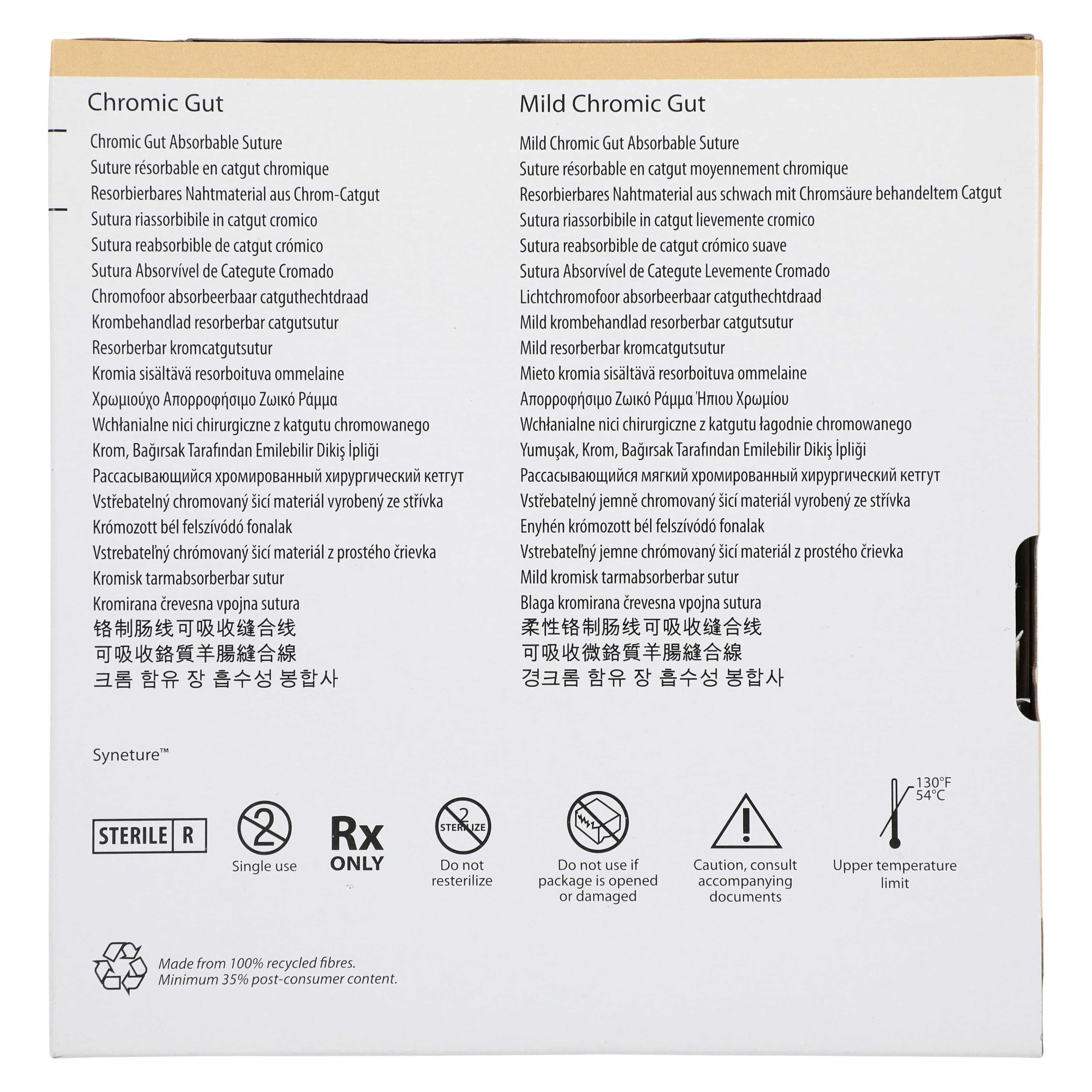 Surgigut Chromic Gut Suture, 2-0, 30", Absorbable, Undyed, V-20 Taper Point 1/2 Circle Needle 26mm, 36/Case thumbnail 5
