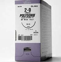 Medtronic Polysorb Absorbable Suture, 5-0, 18", SS-14 Spatula 1/4 Circle Needle 10mm, Coated, Undyed, 12/Case - Suture Polysorb Undyed SS-14 - Image 1