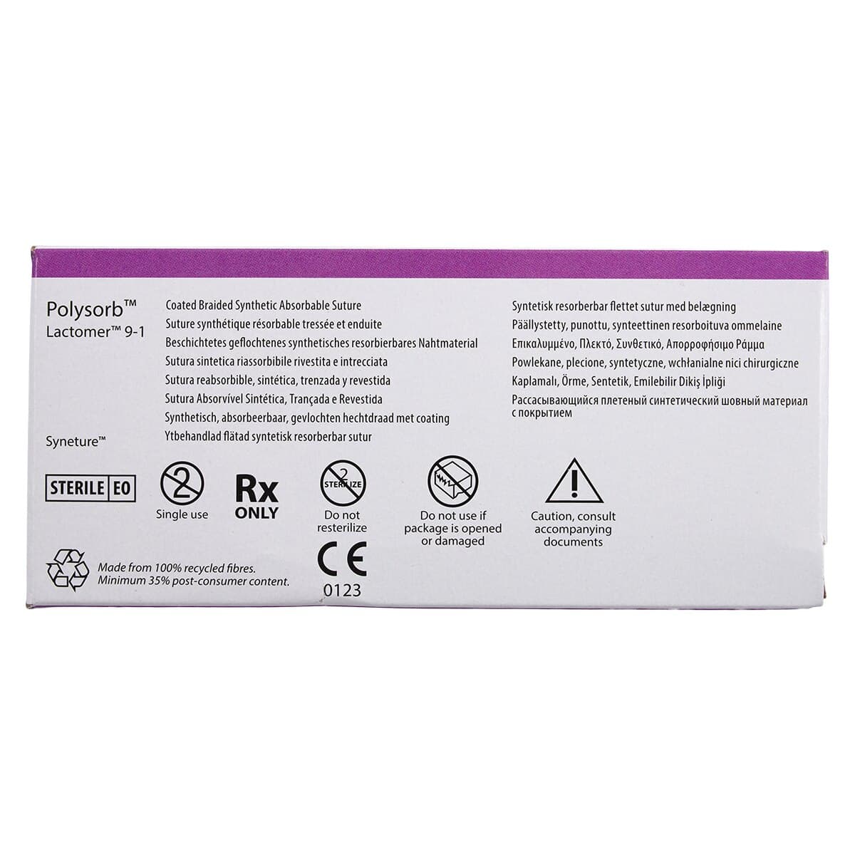 Medtronic Polysorb Absorbable Suture, 4-0, 30", C-13 Reverse Cutting 3/8 Circle Needle 19mm, Undyed, 12/Box thumbnail 7