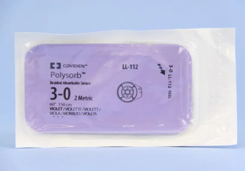 Medtronic Polysorb Suture, 3-0, 60", Polyester Braid, Absorbable, Coated, Violet, 24/Case - Suture Polysorb Vio Reel - Image 1