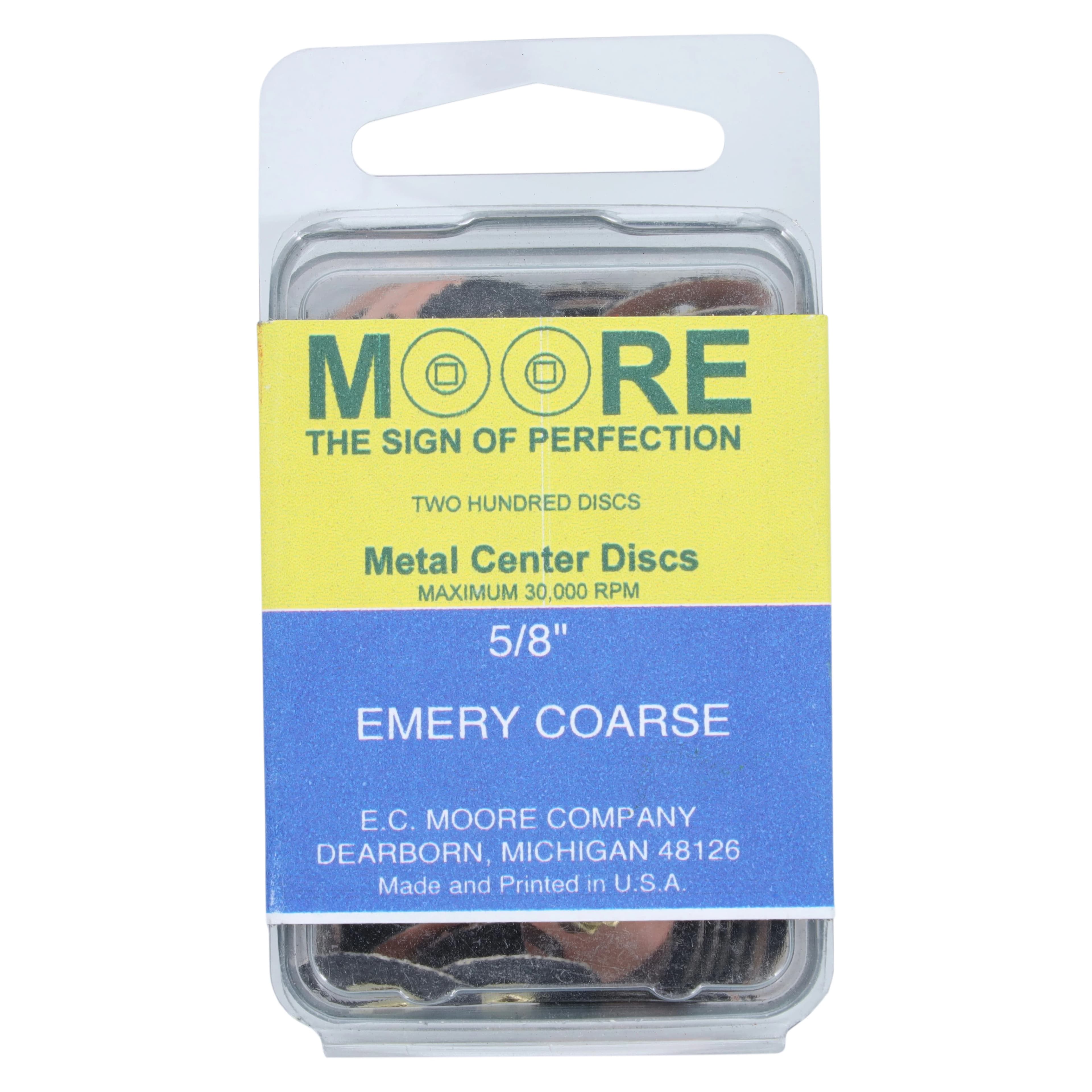 E.C. Moore Paper Discs with Brass Center, 5/8" Emery Coarse, 200/Box, BC-58-ECBB - Paper Discs Brass Center 5/8" Emery Coarse 200/Pk - Image 1