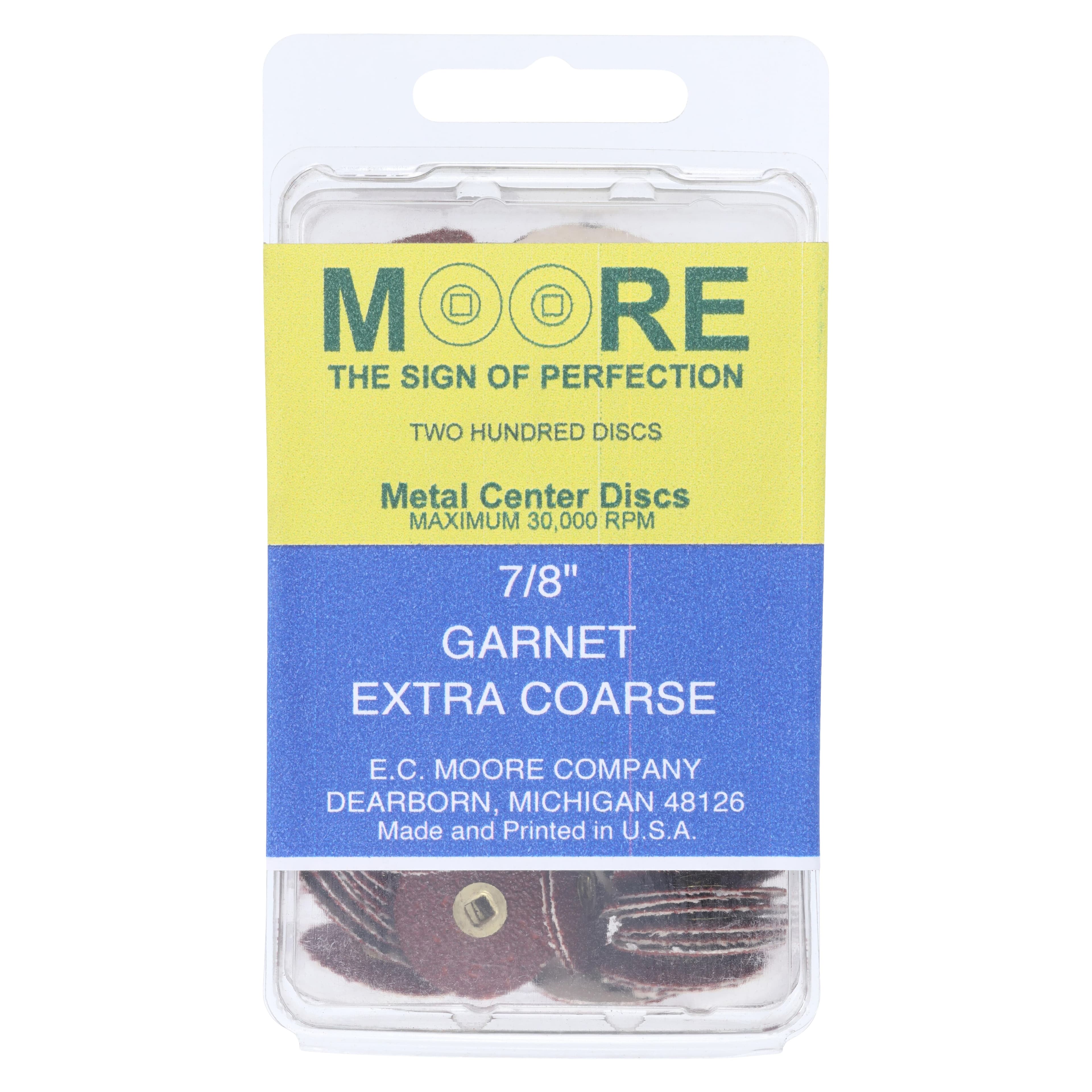 E.C. Moore Paper Discs with Brass Center, 7/8" Garnet Extra Coarse, 200/Pk - Paper Discs Brass Center 7/8" Garnet X-Coarse 200/Pk - Image 1