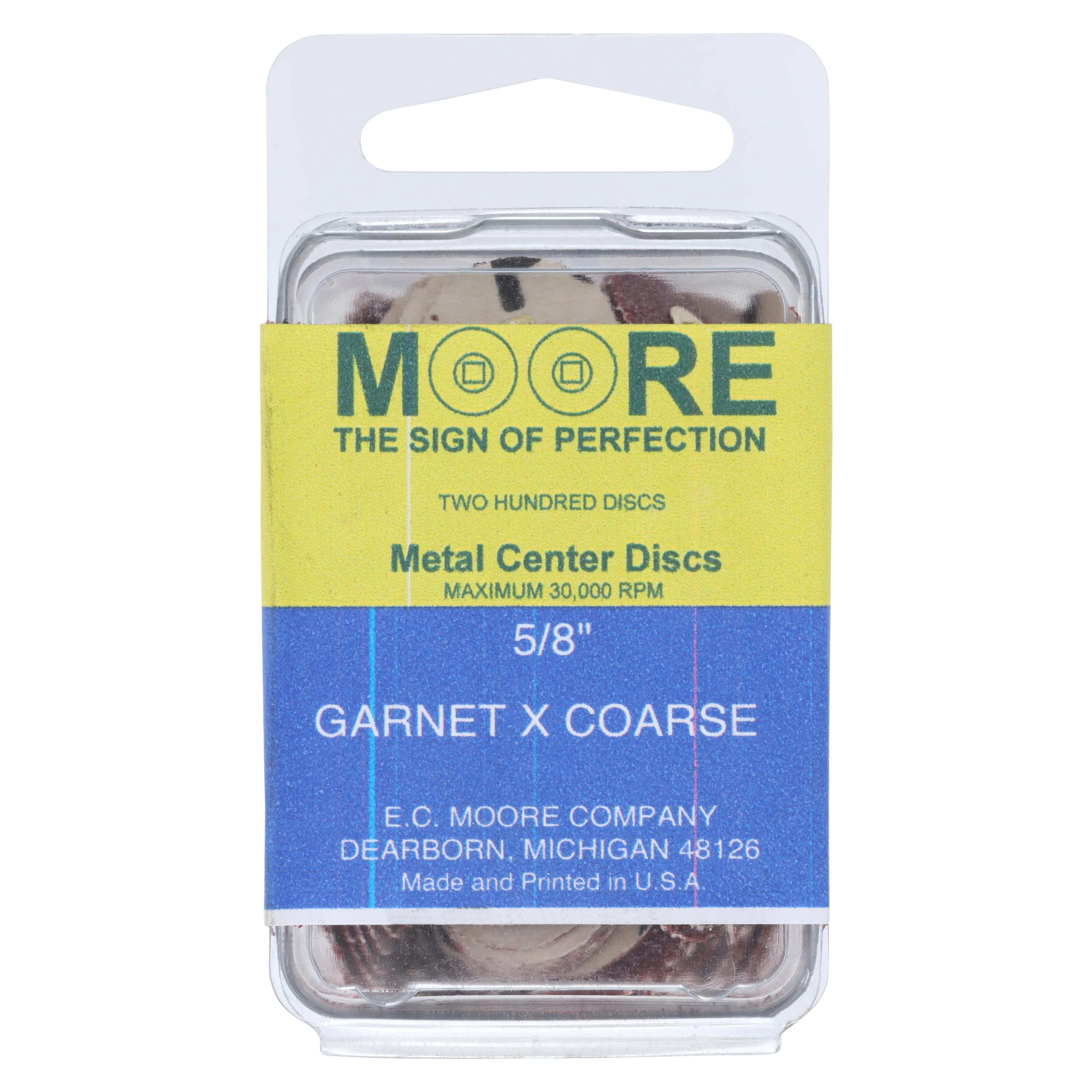 E.C. Moore Paper Discs with Brass Center, 5/8" Garnet X-Coarse, 200/Pk (BC-58-GXCBB) - Paper Discs Brass Center 5/8" Garnet X-Coarse 200/Pk - Image 1