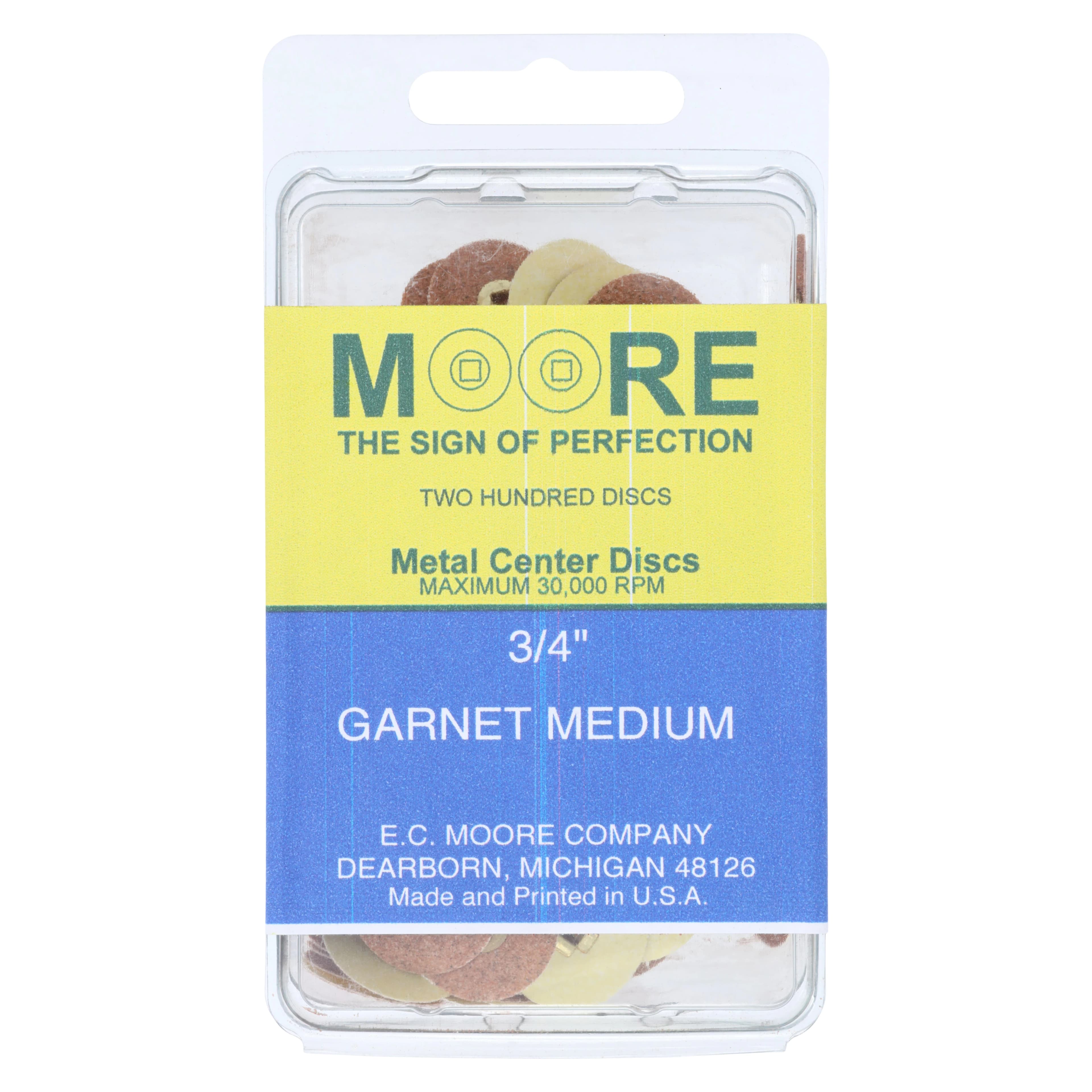 E.C. Moore Paper Discs, Brass Center, 3/4", Garnet Medium, 200/Pk - Paper Discs Brass Center 3/4" Garnet Medium 200/Pk - Image 1