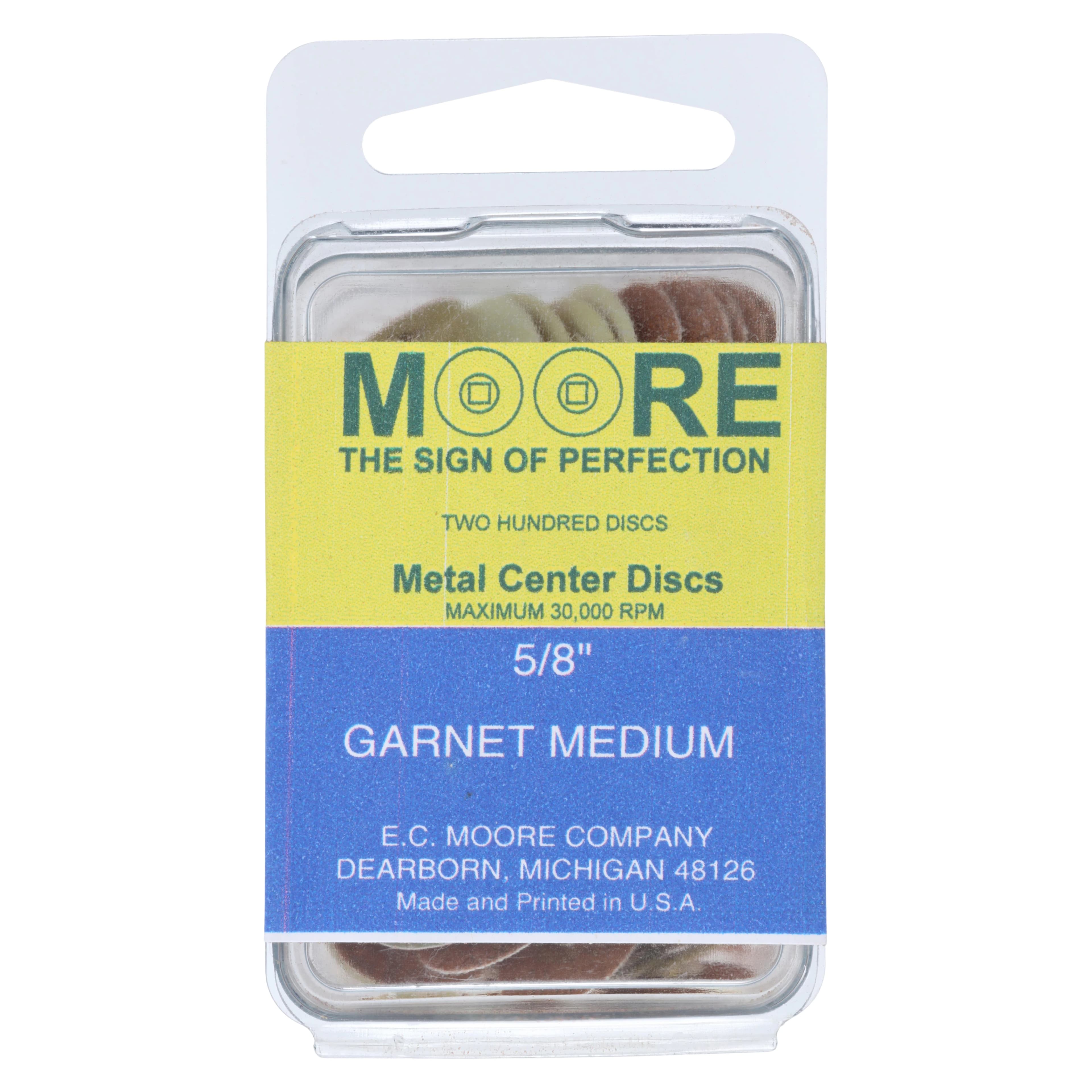 E.C. Moore Brass Center Paper Discs, 5/8" Garnet Medium, 200/Pk (BC-58-GMBB) - Paper Discs Brass Center 5/8" Garnet Medium 200/Pk - Image 1