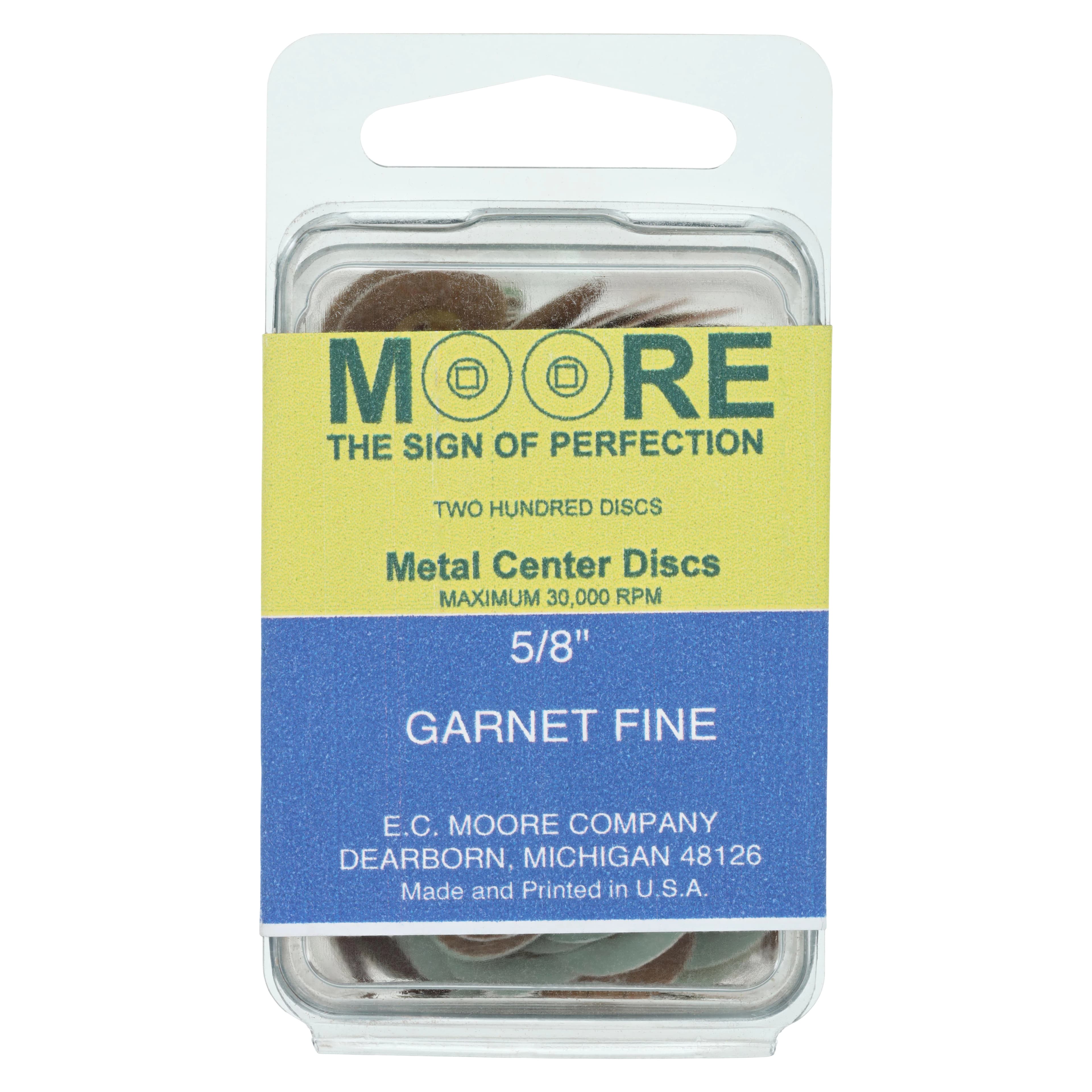 E.C. Moore Brass Center Paper Snap-On Discs, 5/8" Garnet Fine, 200/Box, BC-58-GFBB - Paper Discs Brass Center 5/8" Garnet Fine 200/Pk - Image 1