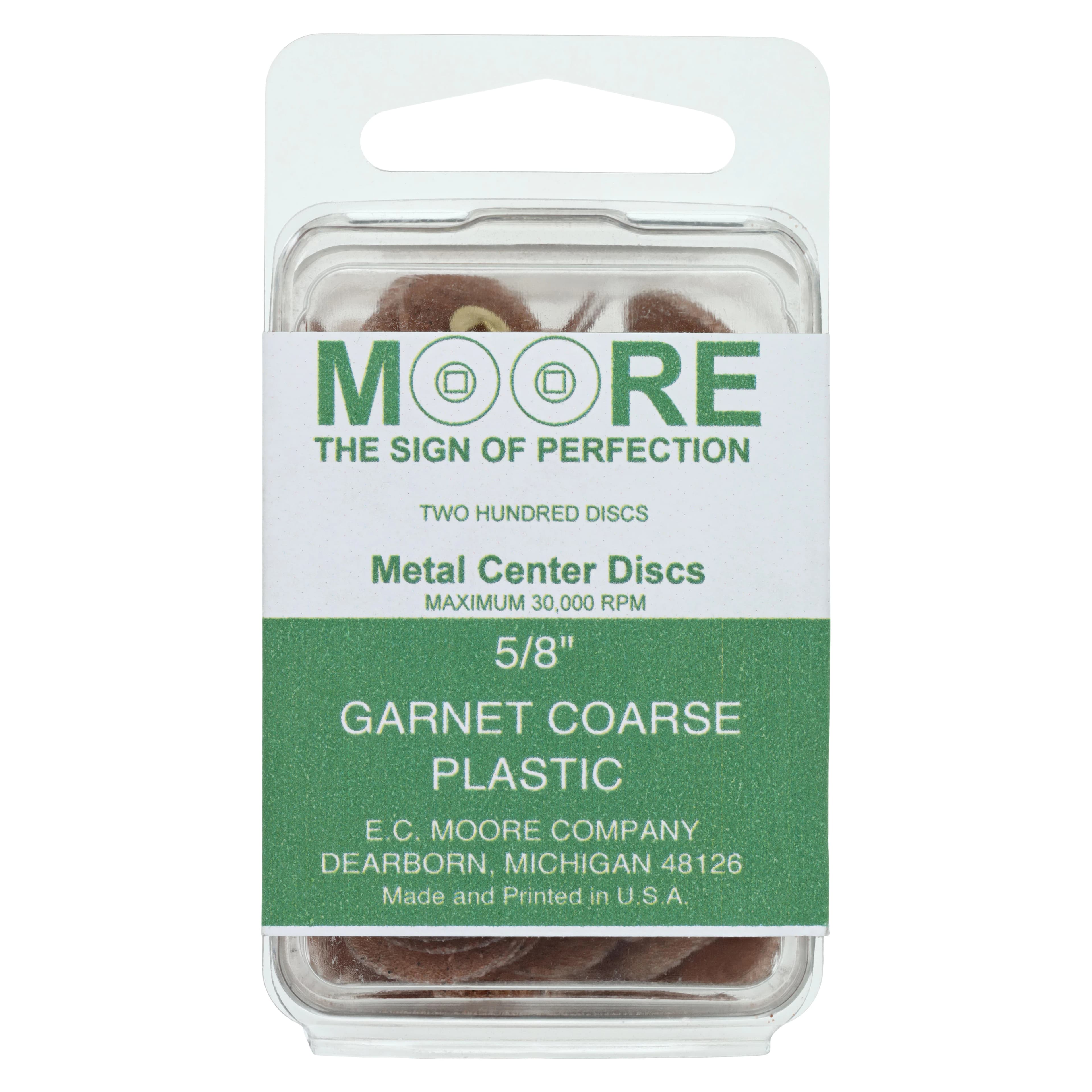 E.C. Moore Plastic Brass Center Garnet Discs, Coarse, 5/8", 200/Box, BC-58-GCPBB - Plastic Discs Brass Center Garnet Coarse 5/8" 200/Pk - Image 1