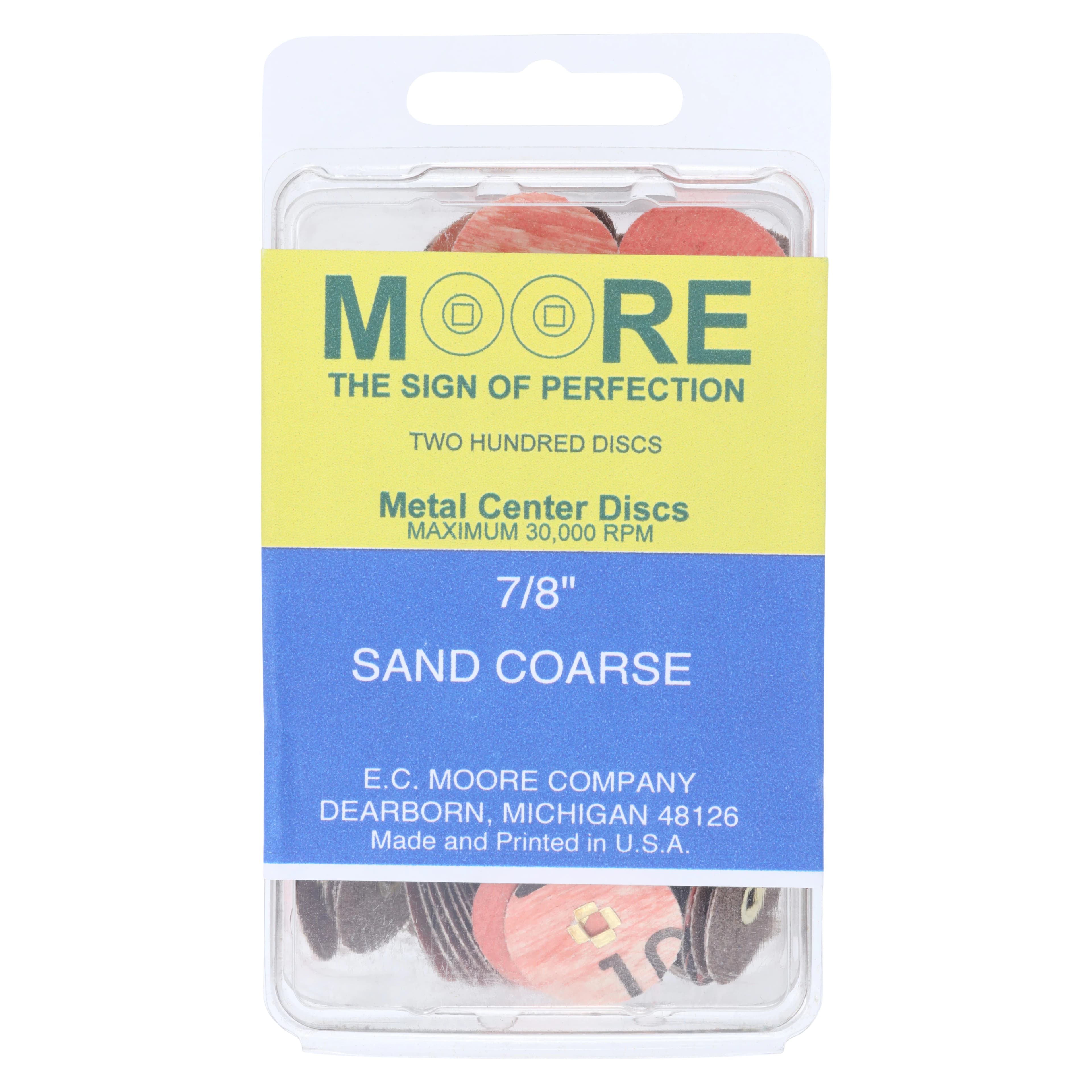 EC Moore Paper Discs, Brass Center, 7/8" Sand Coarse, 200/Pk, BC-78-SCBB - EC Moore - Paper Discs Brass Center 7/8" Sand Coarse 200/Pk - Image 1
