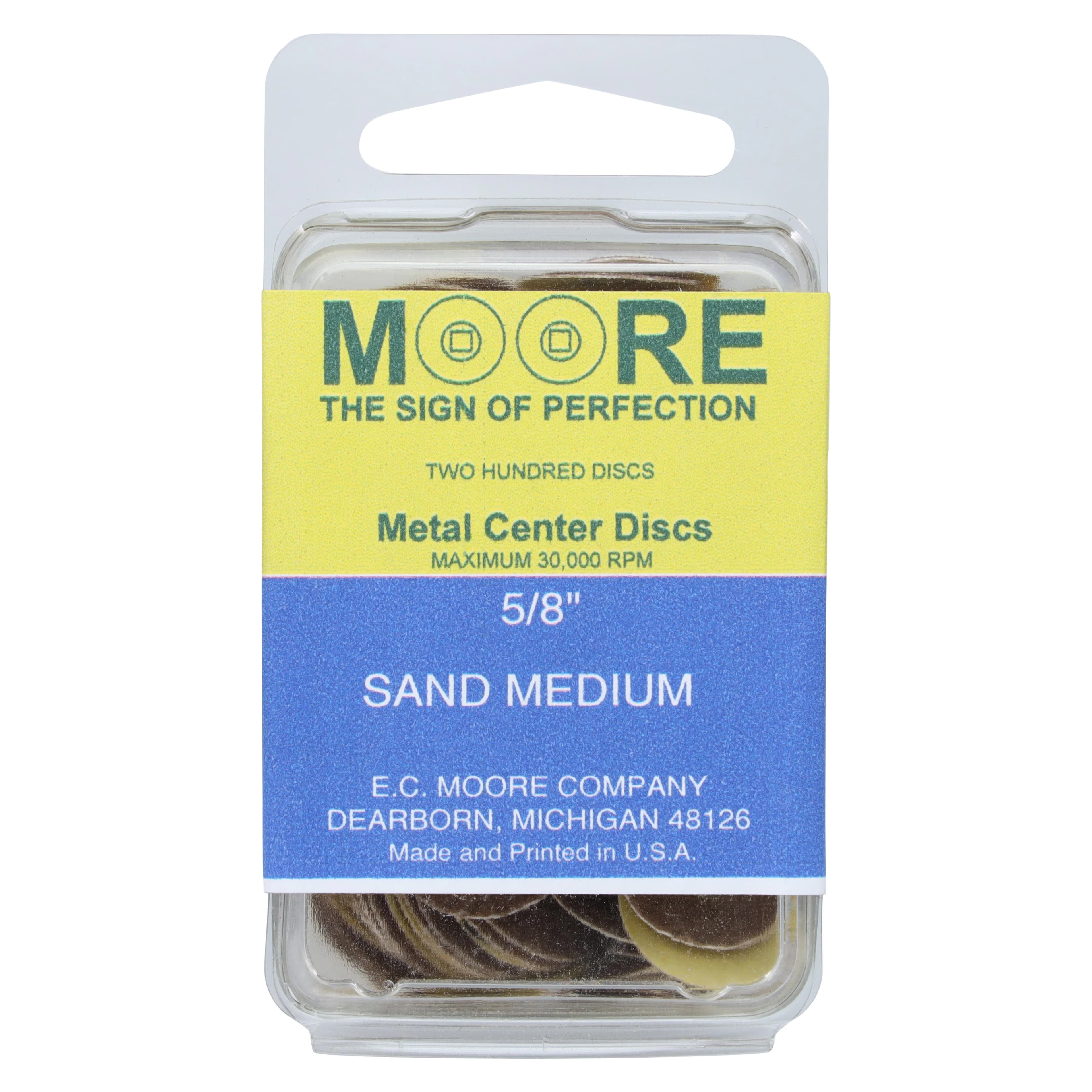 EC Moore Paper Discs with Brass Center, 5/8", Sand Medium Grit, 200/Pk, BC-58-SMBB - Paper Discs Brass Center 5/8" Sand Medium 200/Pk - Image 1