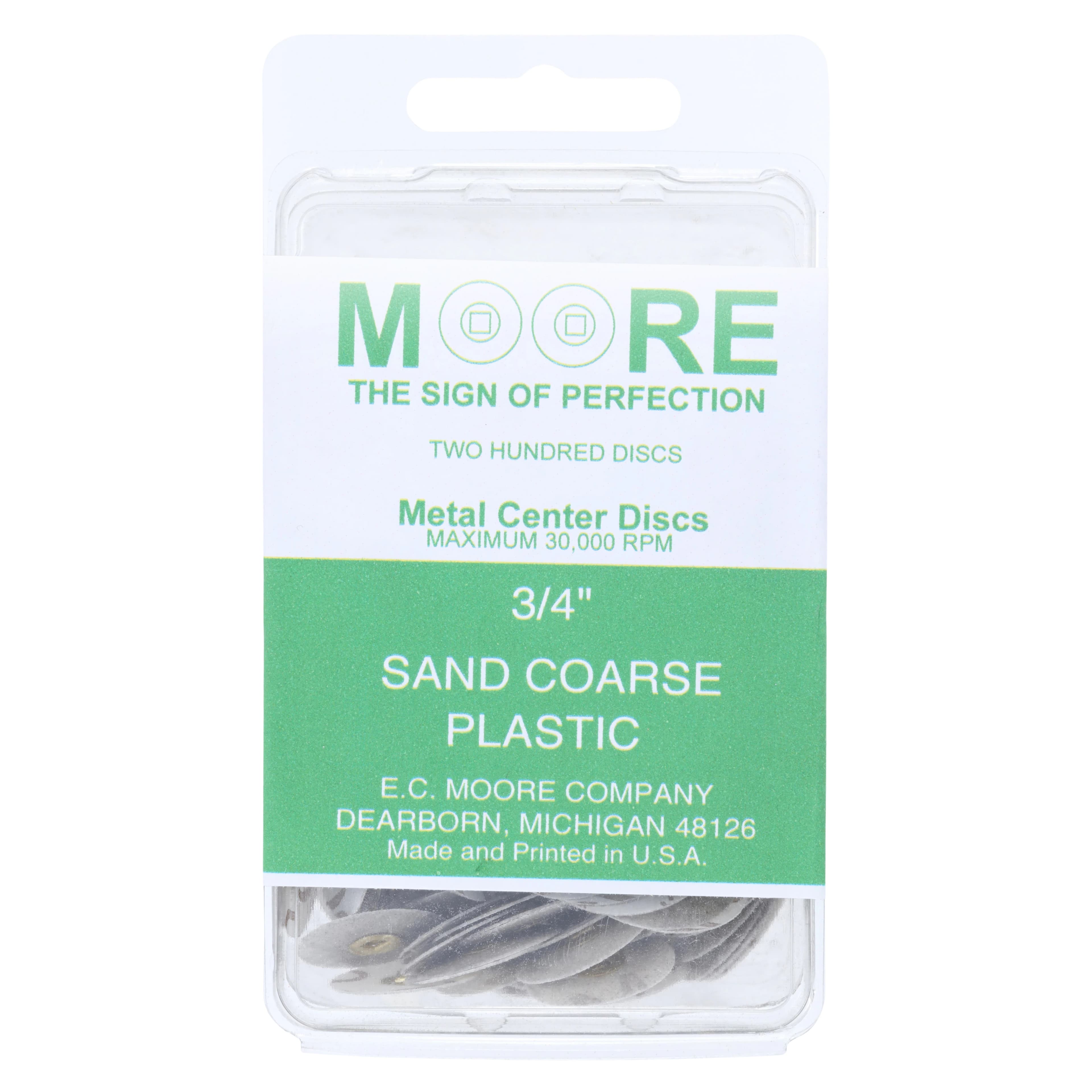 E.C. Moore Brass Center Plastic Sanding Discs, 3/4" Diameter, Coarse Grit, 200 per Box, BC-34-SCPBB - Plastic Discs Brass Center 3/4" Sand Coarse 200/Pk - Image 1