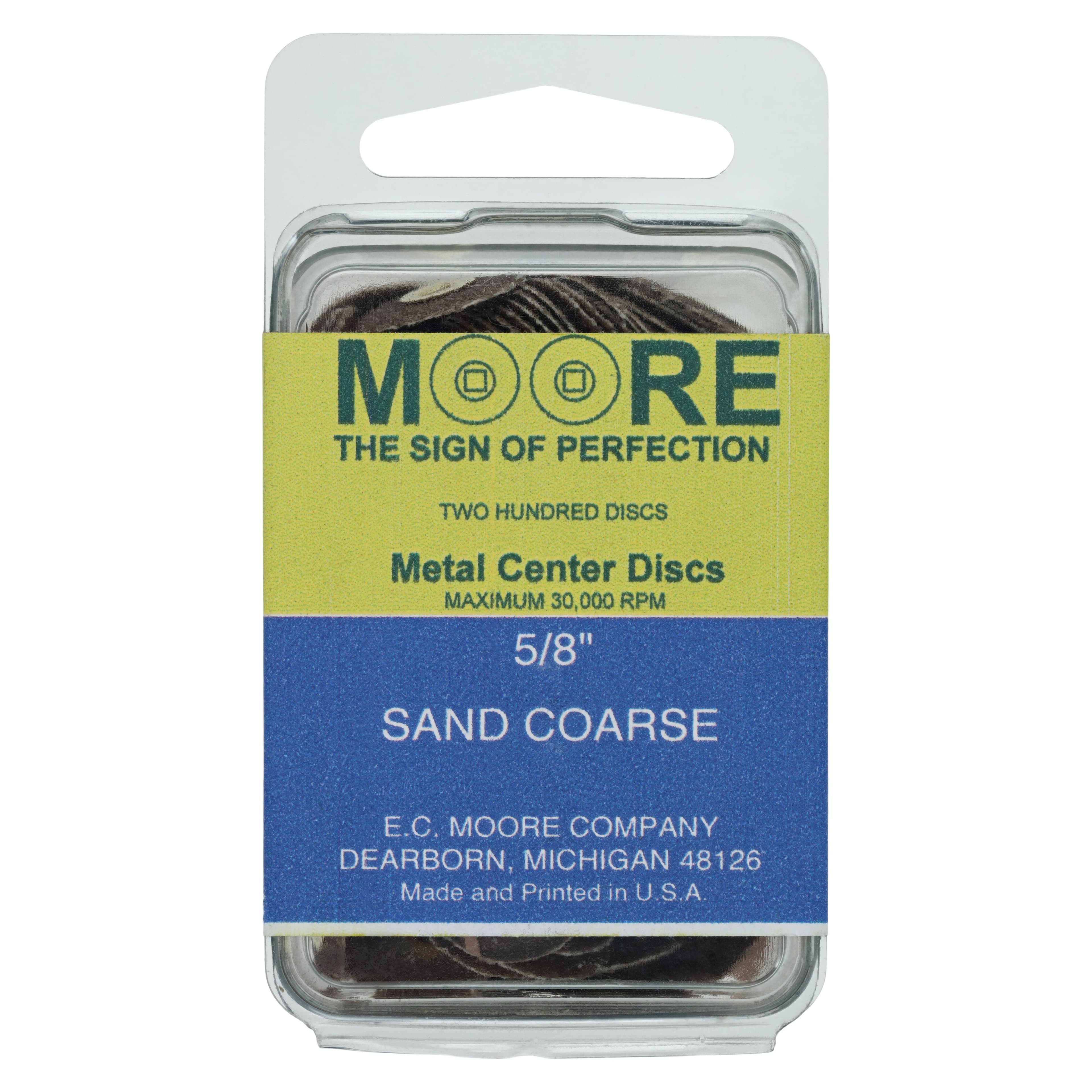 EC Moore Sand Plastic Discs, Brass Center, 5/8" Coarse, 200/Box - ABRASIVE DISC BRS CTR BX200 CRSE PLSTC 5/8 BX200 - Image 1