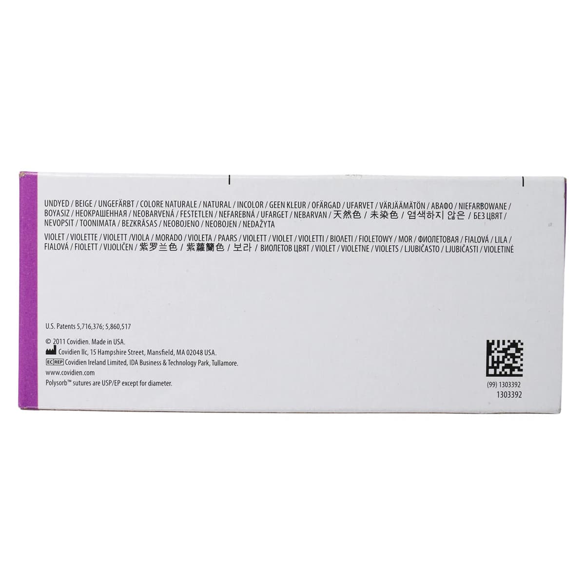 Medtronic Polysorb Absorbable Suture, 2-0, 30" Polyester Braid, C-14 Reverse Cutting 3/8 Circle Needle 24mm, Undyed, 36/Case thumbnail 7