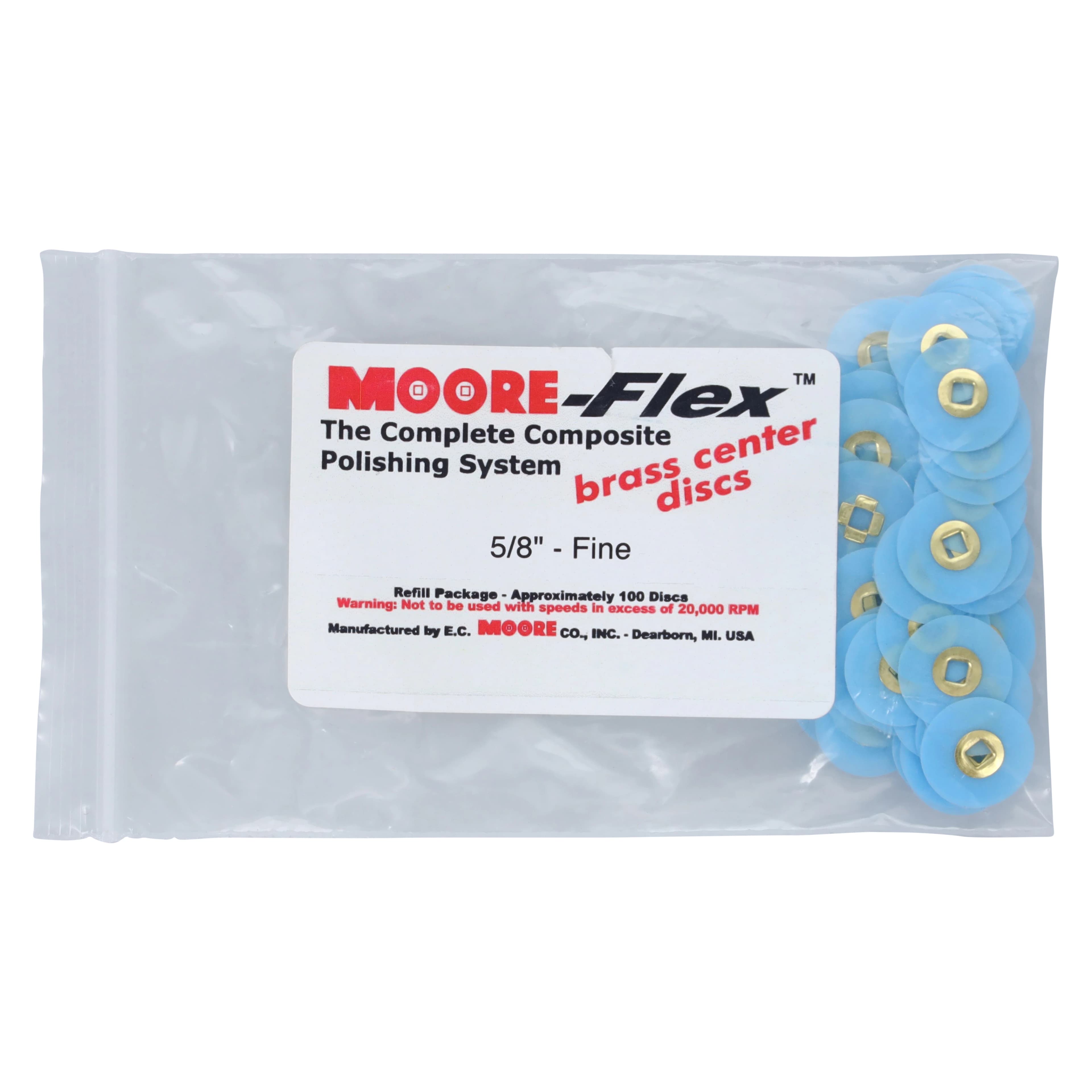 EC Moore Moore-Flex Discs 5/8" Regular Fine, Aluminum Oxide Finishing Discs with Brass Center, 100/Box (BC-58-1F3) thumbnail 3