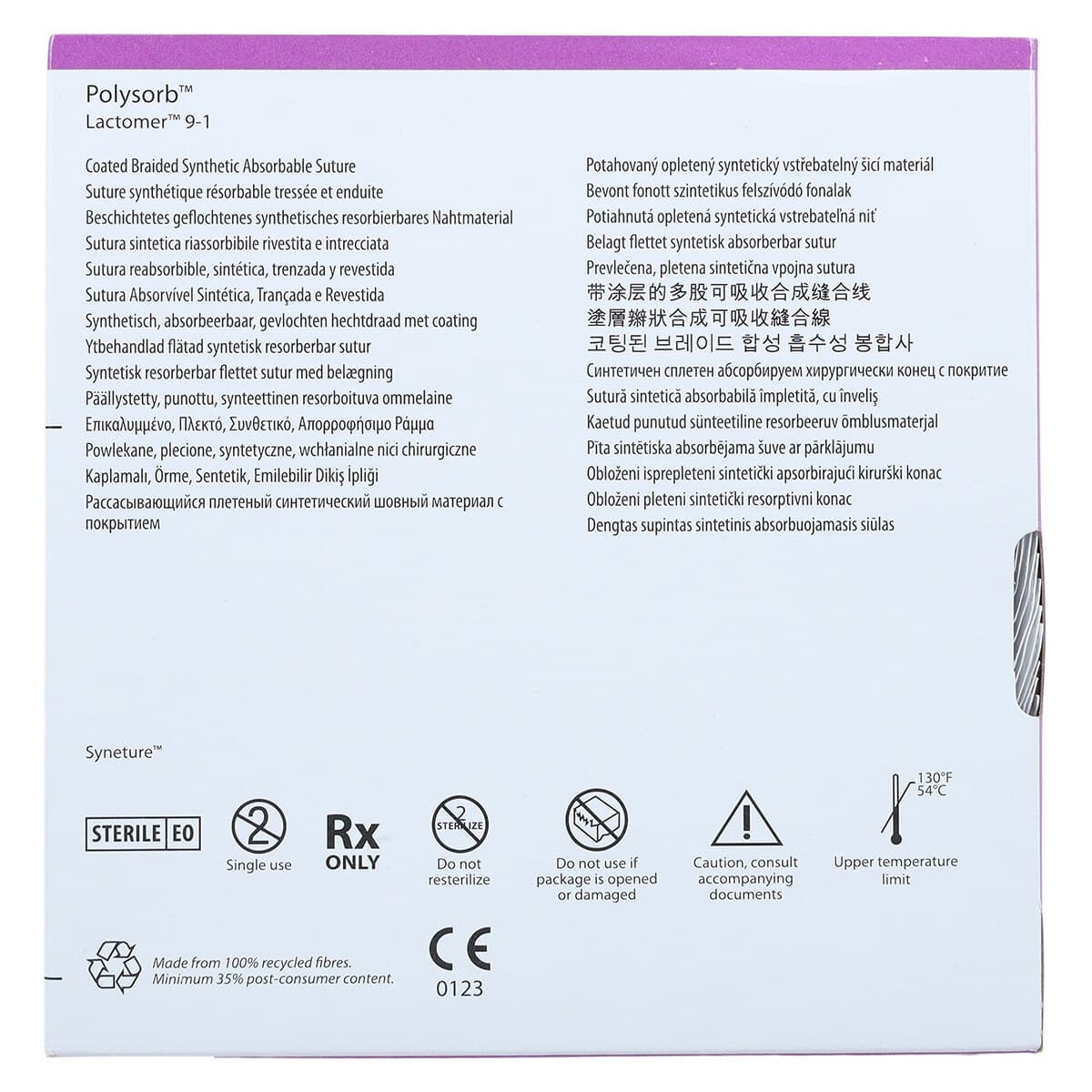 Medtronic Polysorb Suture, 3-0, 30", Undyed, V-20 Taper Point 1/2 Circle Needle 26mm, Coated, 36/Case thumbnail 6